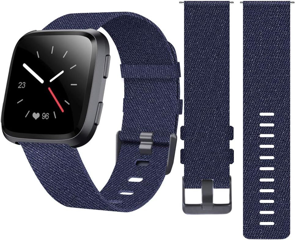 DAIKA Bands Compatible with Fitbit Versa 2 / Versa/Versa Lite, Soft Breathable Woven Fabric Replacement Watch Band, Adjustable Cloth Wristbands Accessories for Versa Women Men, Large Small
