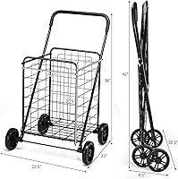 Vista 7 de Carritos de compras plegables con ruedas para comestibles, carrito de compras resistente, carrito de comestibles plegable portátil, carrito plegable