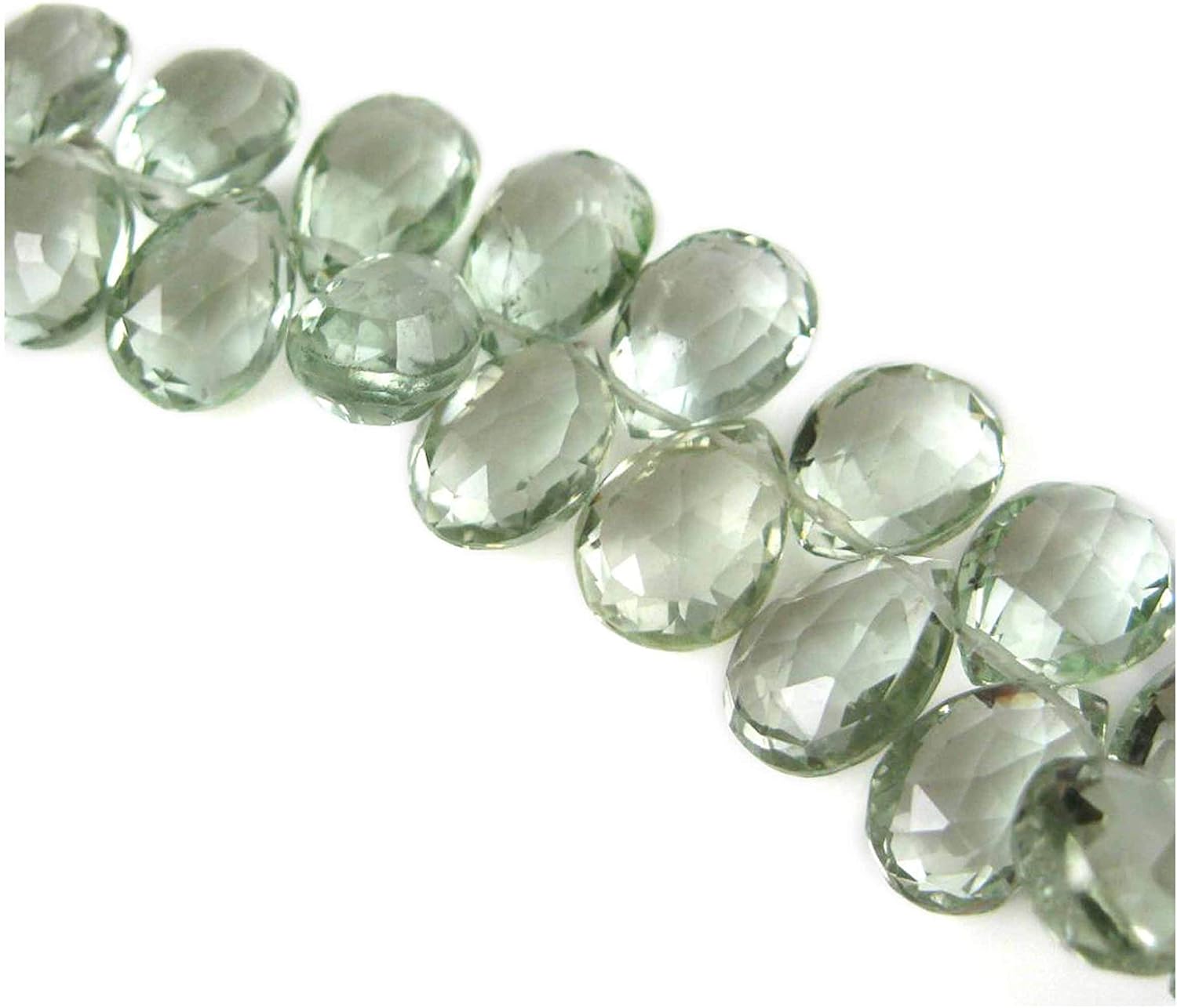 Natural Gemstone Green Amethyst Faceted pear Shape Beads for Jewelry Making|Faceted Briolette Beads |Briolette Earring|Briolette Gemstone Necklace|Semi Precious Loose Beads|Top drilled Beads 6x4mm