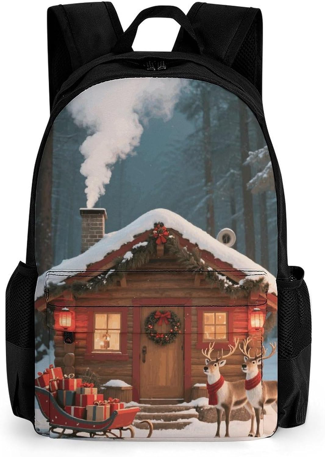 Christmas Deer Delivering Gifts Backpack 16 Inch Laptop Backpacks