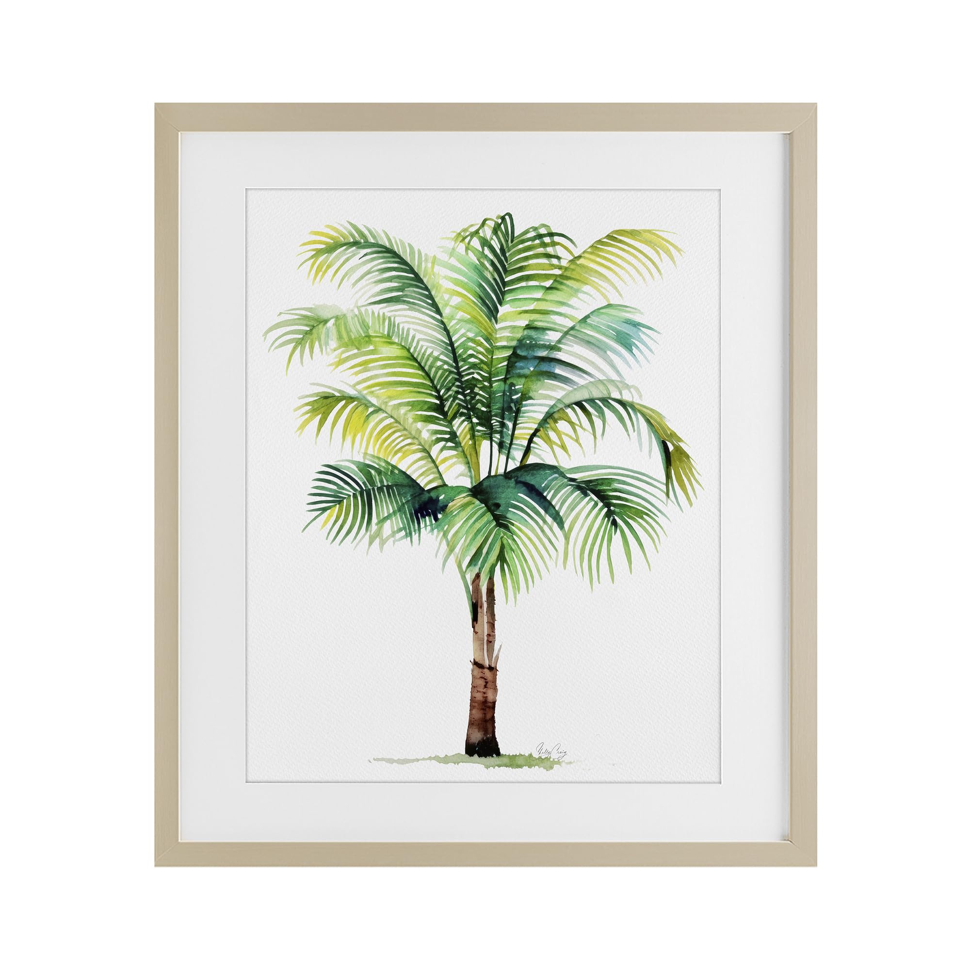 Stupell Industries Harvest Pine (Textured) 'Breezy Fronds Palm'| Framed Print Under Glass
