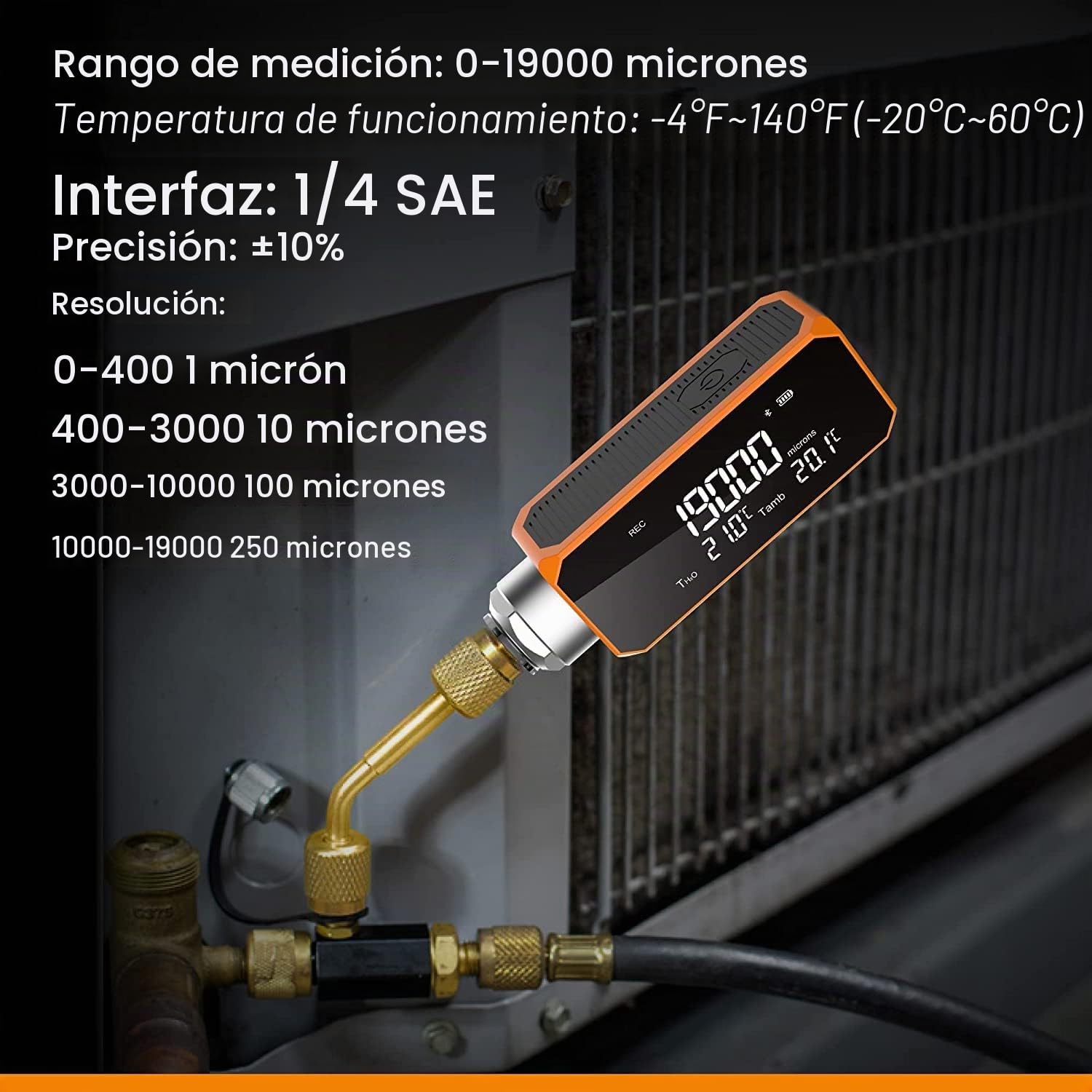 Elitech VGW-Mini Medidor De Vacío Digital Para HVAC Y Automóvil - 1/4" SAE - 1 A 19,000 Micrones