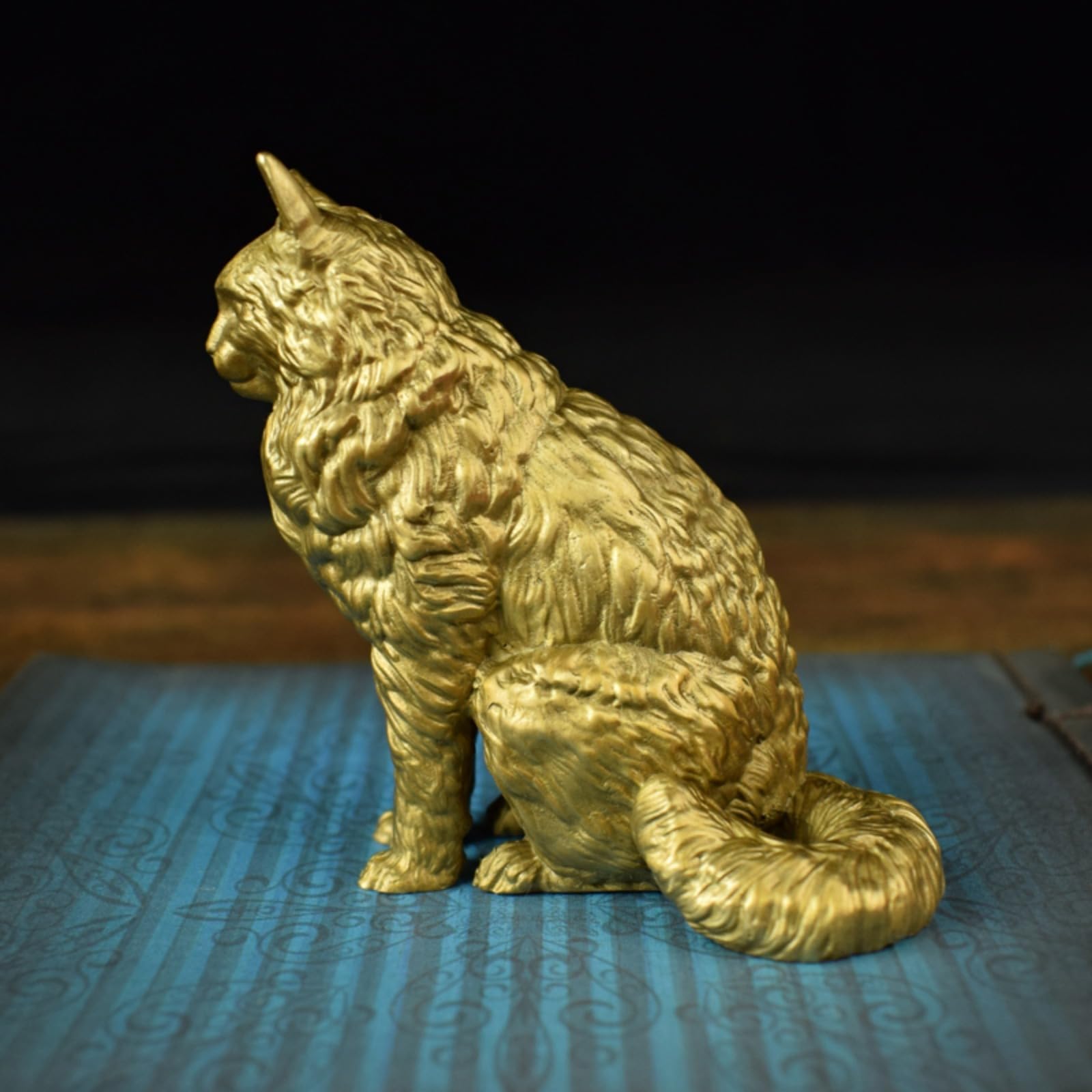 Mosiężne Figurki Kotów Rasy Maine Coon, Metalowe Figurki Kieszonkowe, Rzeźby, Ozdoby Na Biurko, Akcesoria Do Piaskownicy, Do Gabinetu, Do Papieru