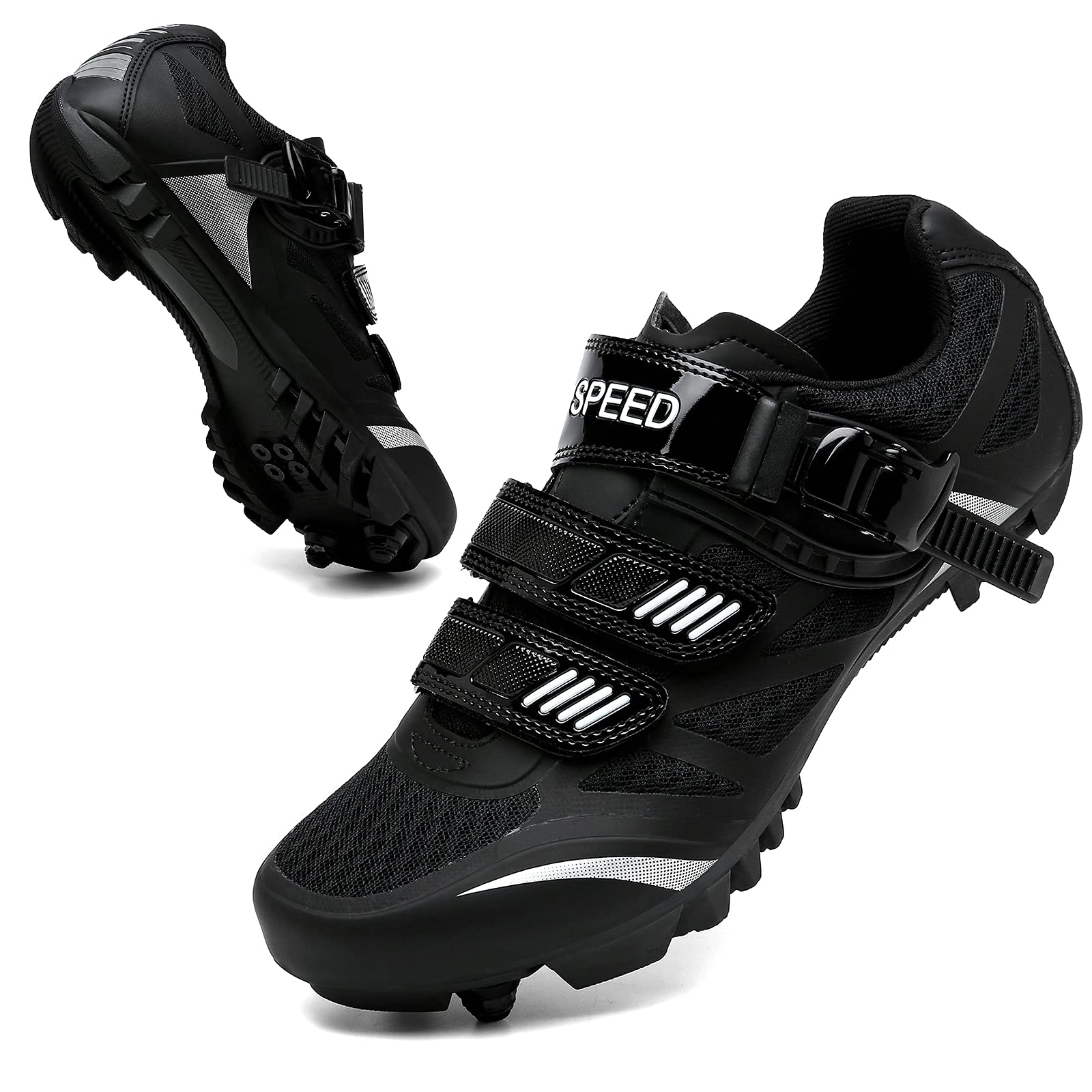 Buty Rowerowe MTB, Buty Rowerowe Wewnętrzne z Klamrą Grzechotkową do Jazdy na Rowerze Kompatybilne z Klamkami SPD