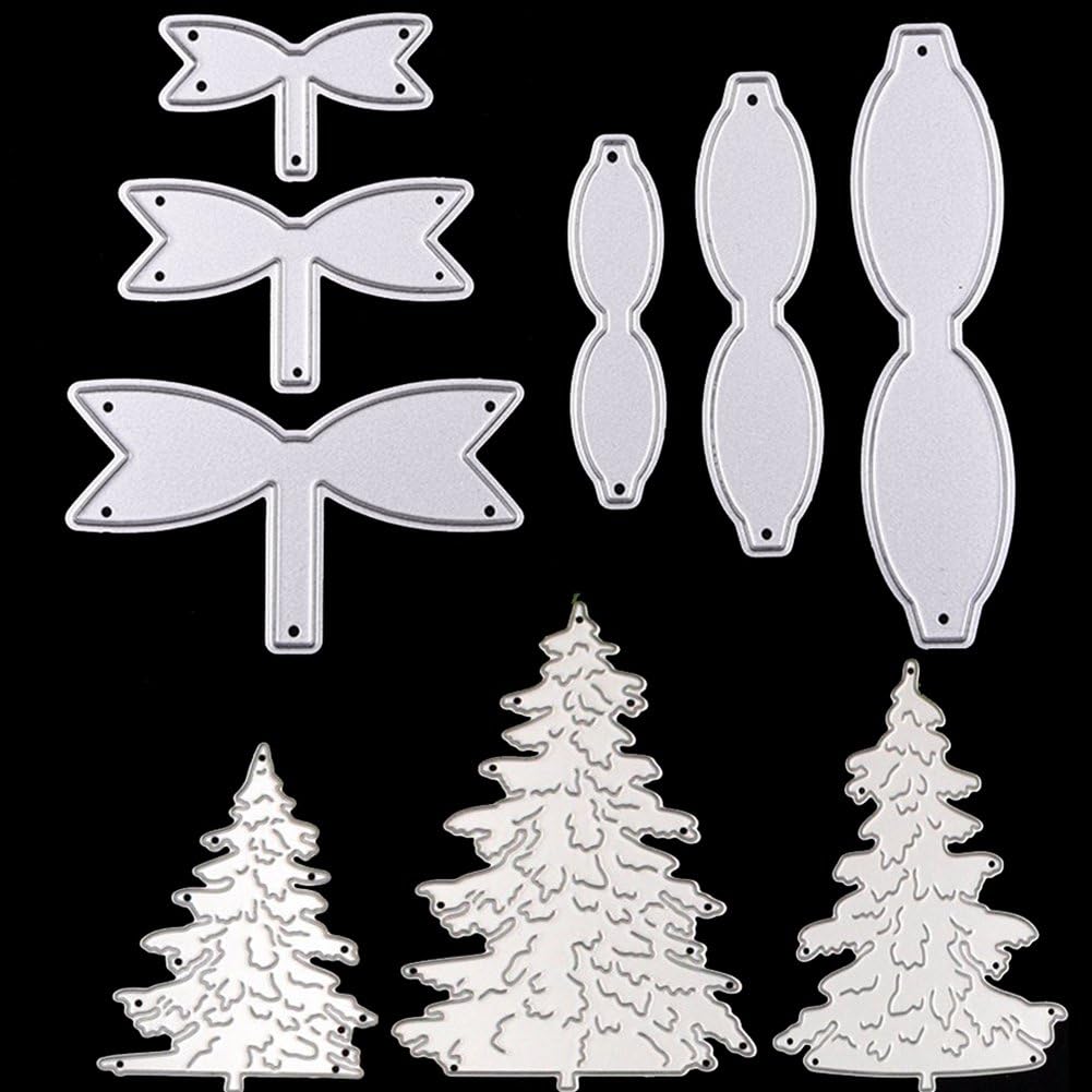 Dies Cut Metal Cutting Dies Stencils Bows Pine Trees for DIY Scrapbooking Photo Album Decorative Embossing DIY Paper Cards (Dies 17)