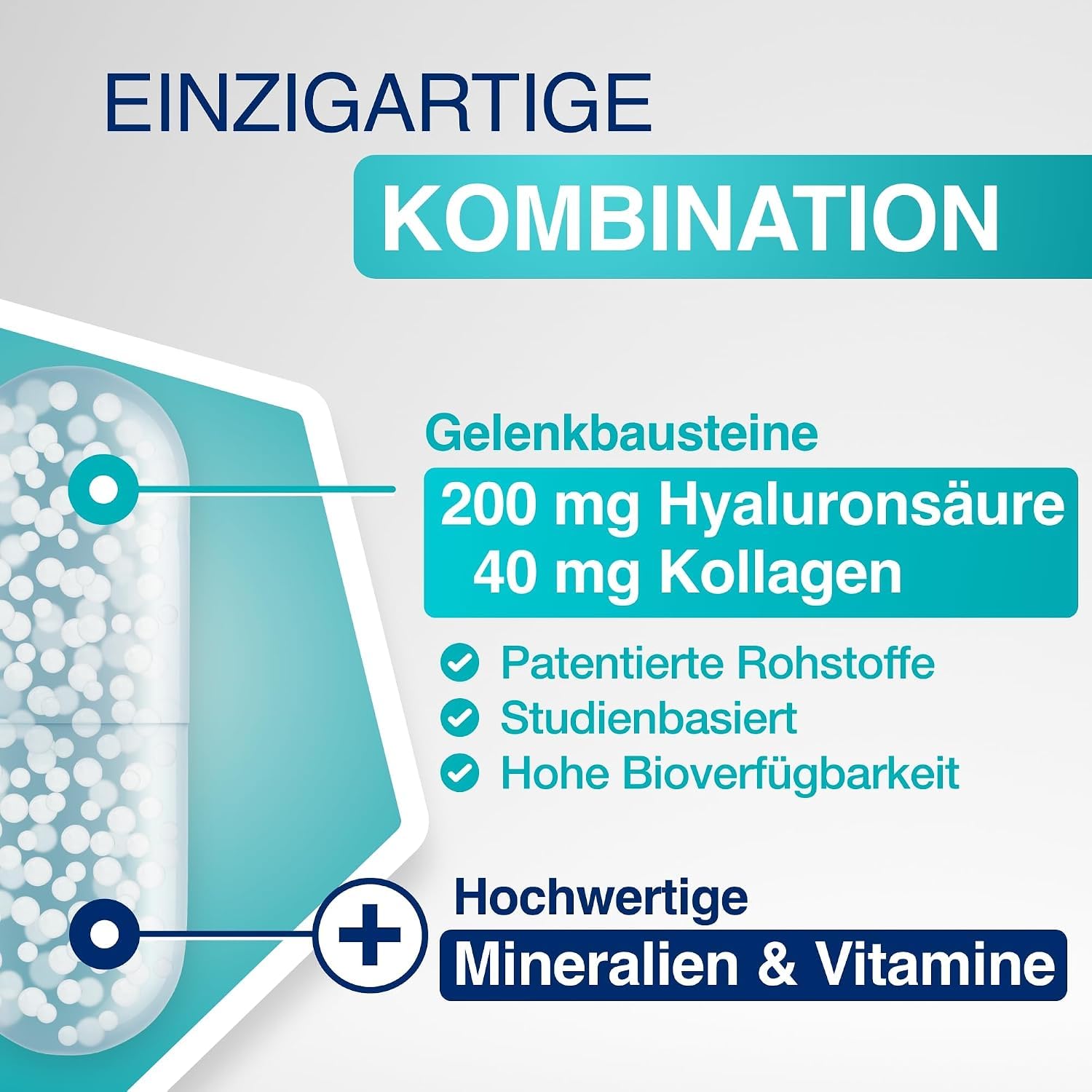 Gelencium Hyaluron Kollagen – Vitamin C, D & Mangan – 60 Kapseln (60 Tage)