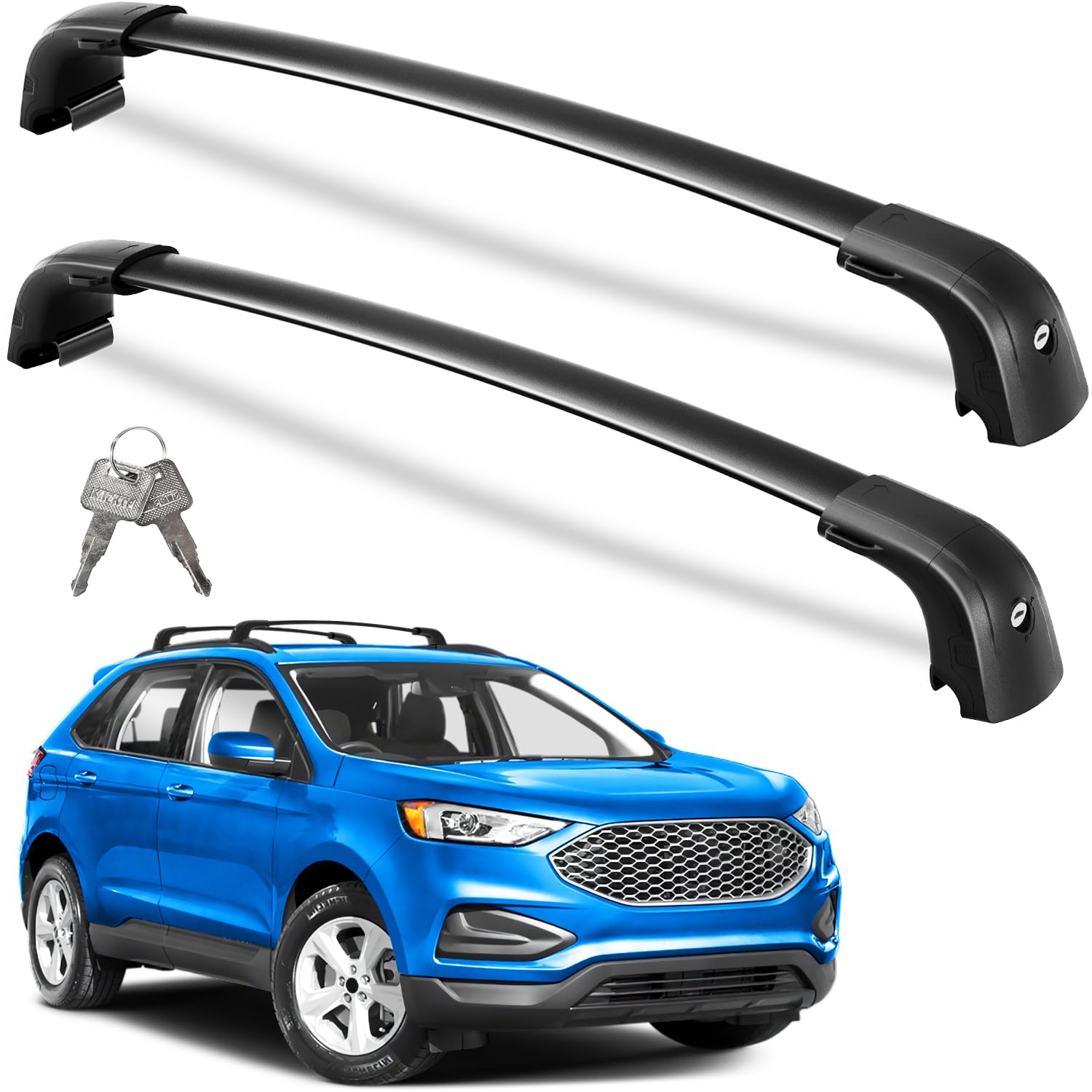 Wonderdriver Roof Rack Cross Bars 220lbs Compatible with Ford Edge 2015-2024,Heavy Duty Aluminum Lockable Roof Rails Crossbars Cargo Canoe Black