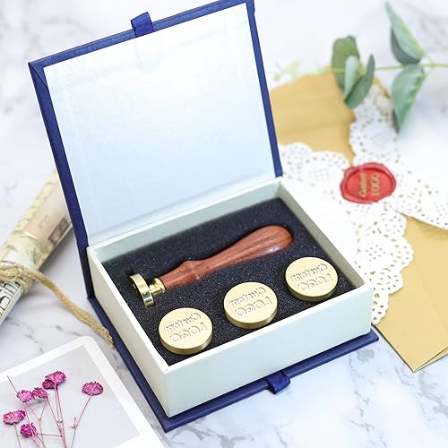 Miniatura 3 de SWANGSA Kit de sellos de cera personalizados de 4 piezas, sello de cera de sellado personalizado con imagenlogotipo personalizado para manualidades,