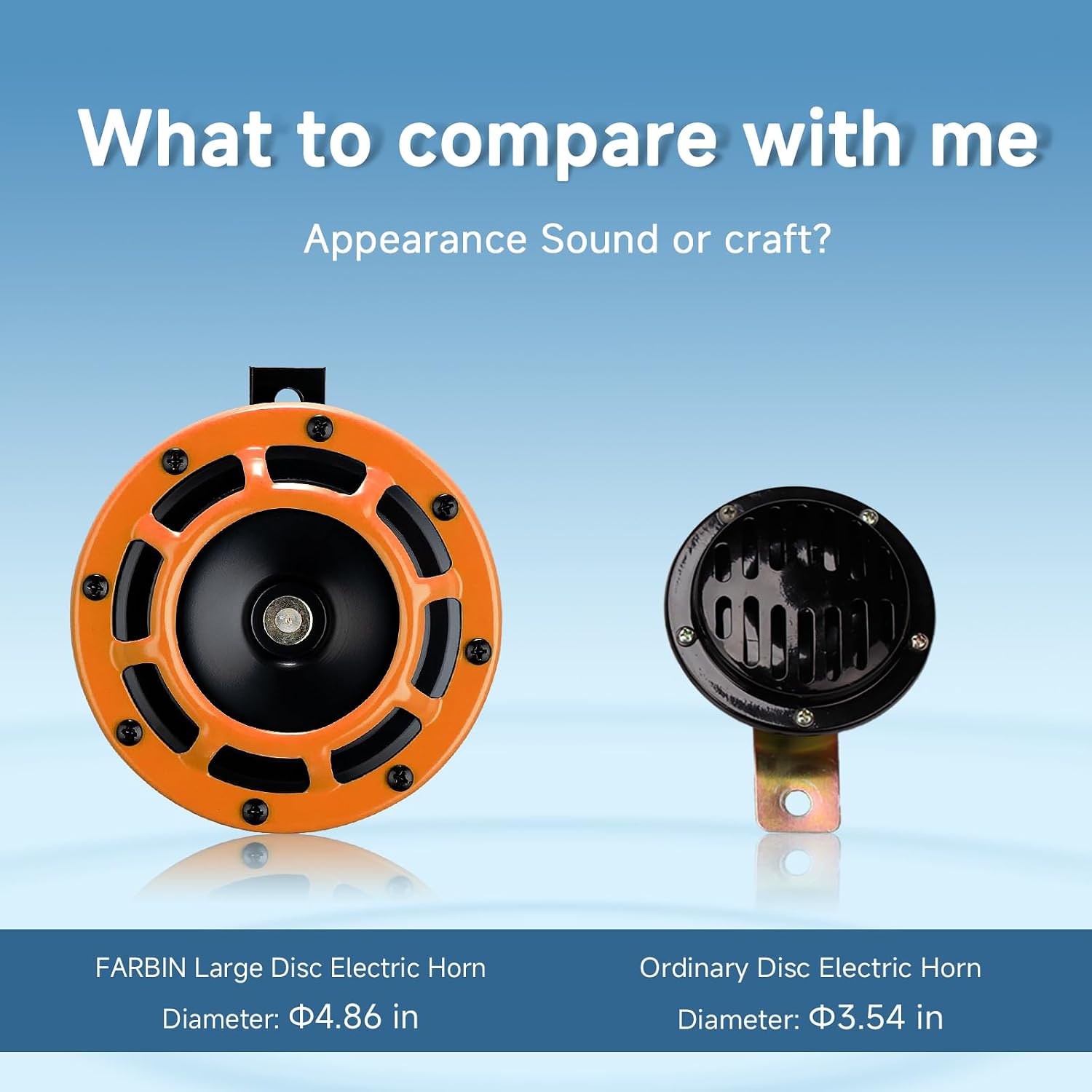 FARBIN Car Horns 12v Loud Eletric Car Horn Super tone 12V High Tone/Low Tone Metal Twin Horns Kit Train Horn for Motorcycle Car Truck (orange)
