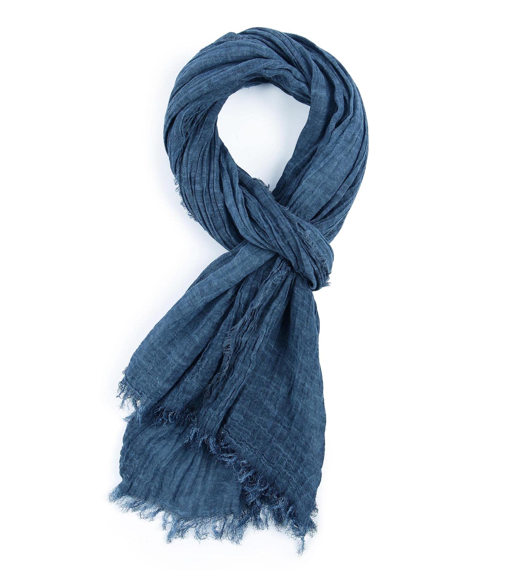 GERINLYCotton-Linen Scarves Mens Stripe Crinkle Long Scarf Fashion Wrap Shawl for Travel