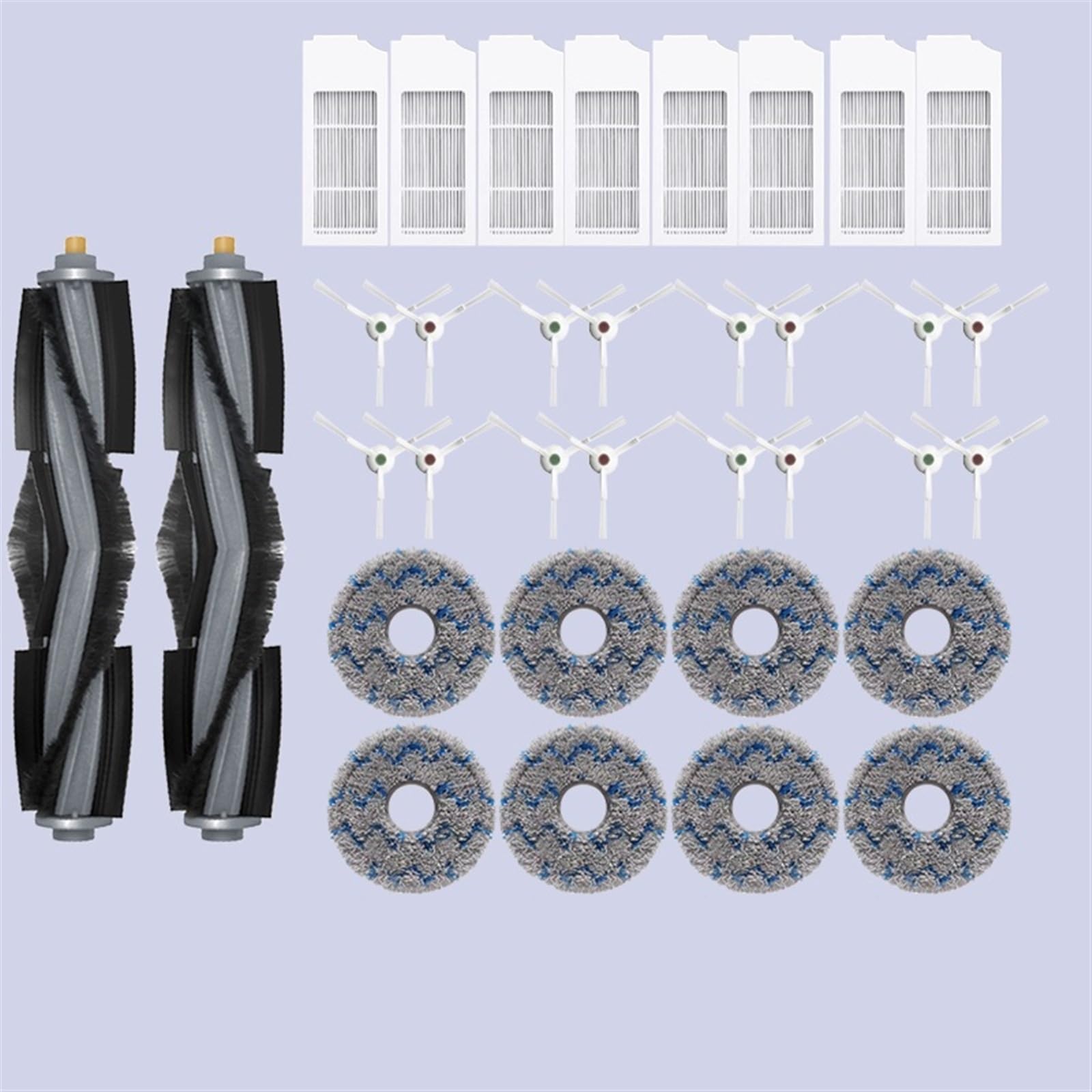 for Ecovacs Deebot X1 Omni T10 Turbo Staubsauger Roboter Filter Seite Pinsel Reinigung Tuch Ersatzteile Staub Box Zubehör Zubehörset für Roboterstaubsauger(34PCS)