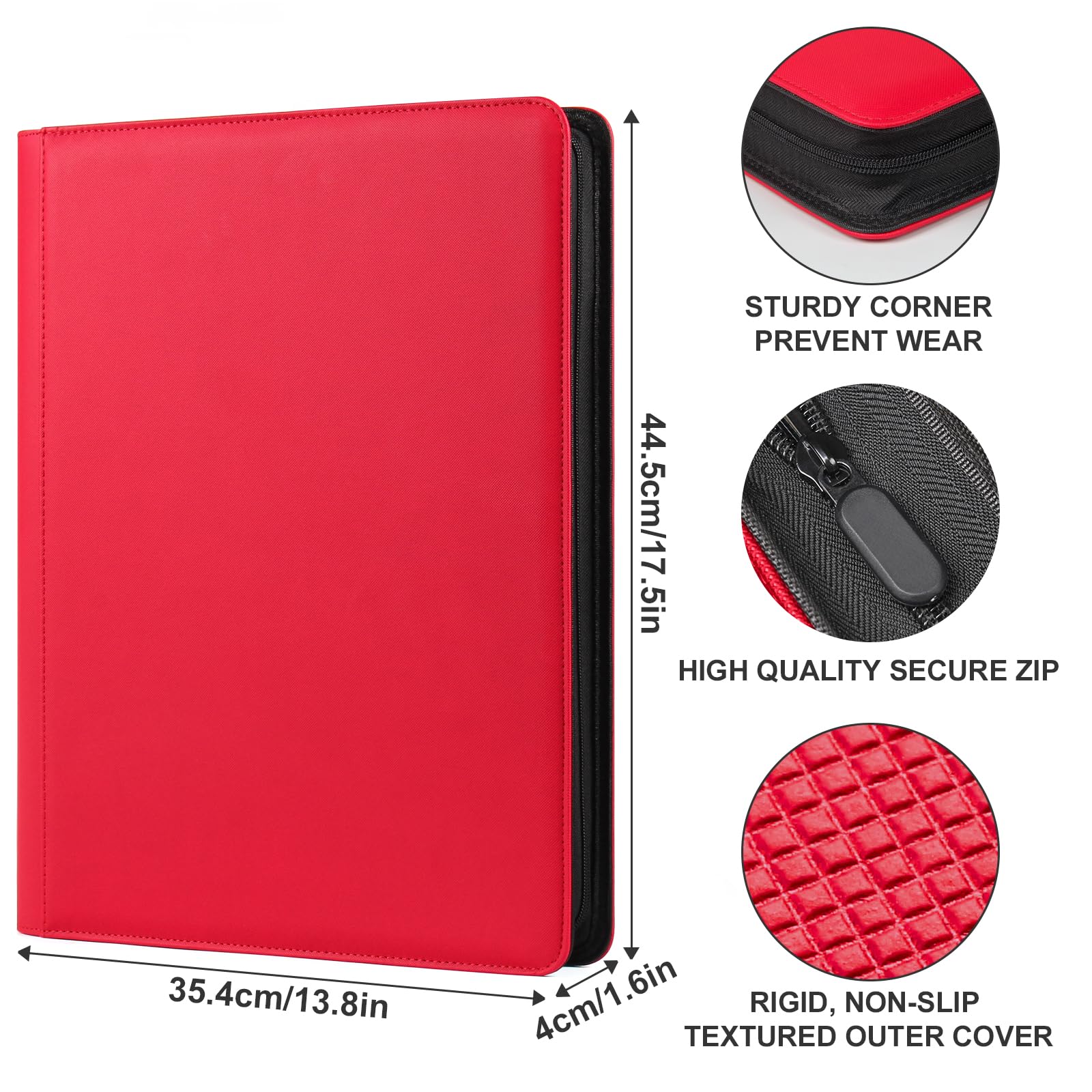 GEAoffice Raccoglitore per carte grande, resistente per 1000 carte per oltre 1000 carte, robusto raccoglitore per collezione di carte da 16 tasche, raccoglitore per carte collezionabili con zip per