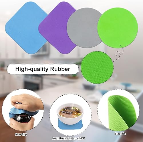 Miniatura 5 de Almohadilla de agarre para abridor de tarros, 4 pinzas de goma para tarros de tapa multifunción para personas mayores con artritis manos débiles,