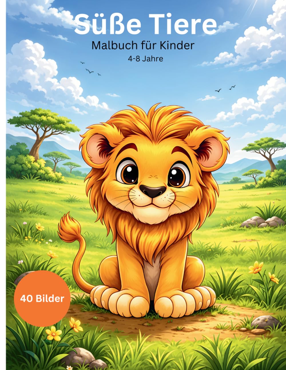 Süße Tiere Malbuch für Kinder: Niedliche Tiere zum Ausmalen für Kinder von 4–8 Jahren