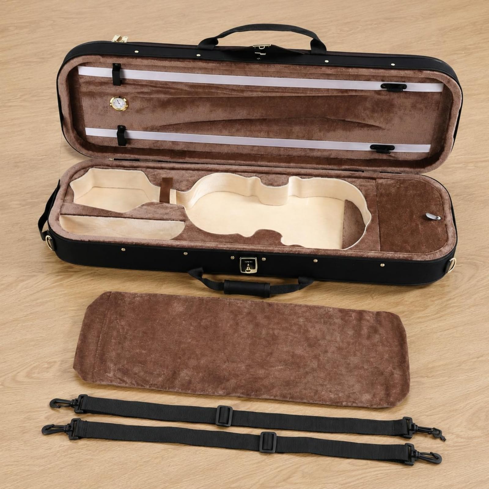 Estuche de Violín de Tela Oxford Ligero Estuche Rectangular Violín Antigolpes Instrumento Musical para Concierto, Negro, Negro Cadena Plateada