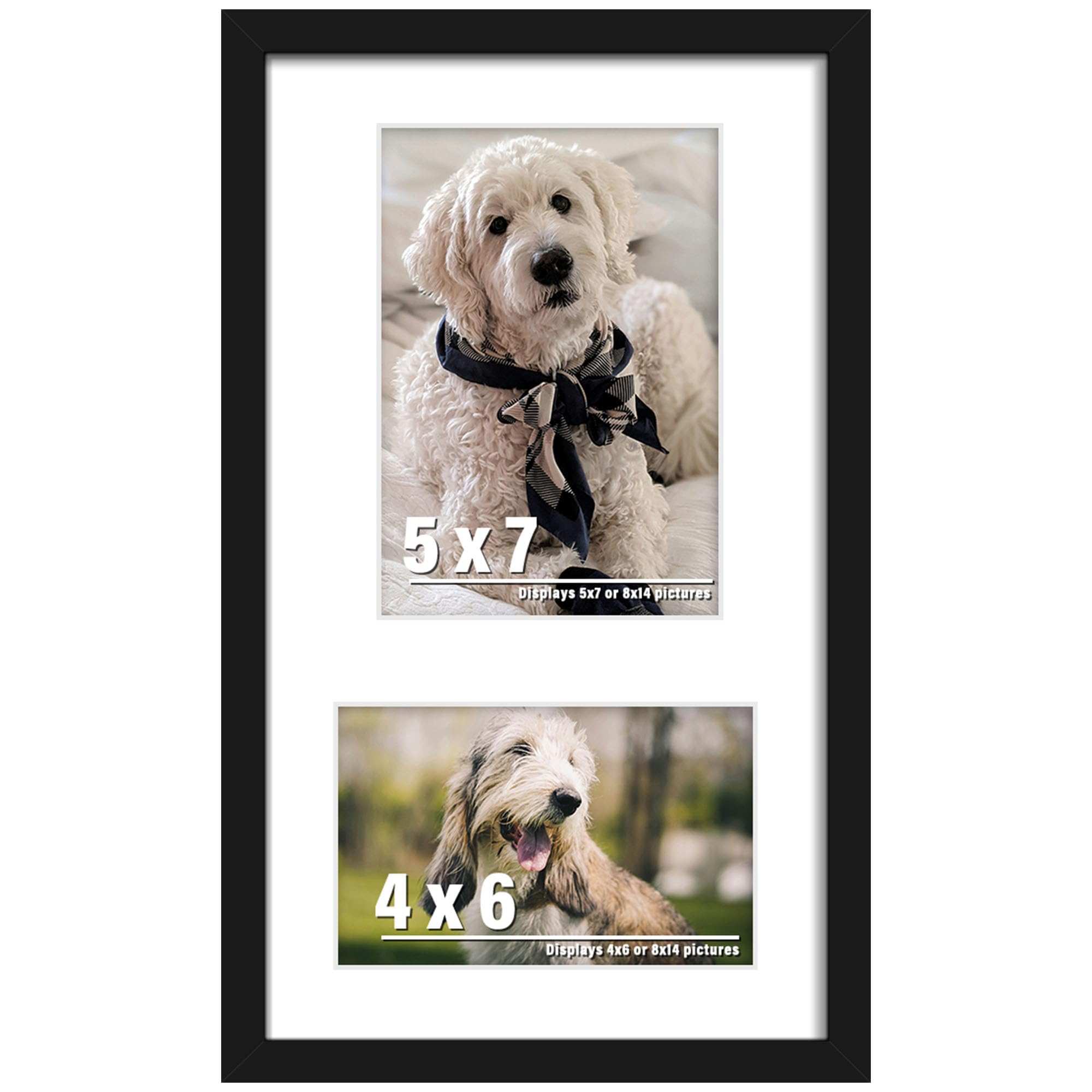 8x14 Picture Frame Collage Display 4x6 and 5x7 Photos for Available Horizontal Wall Mounting Display and Vertical Black
