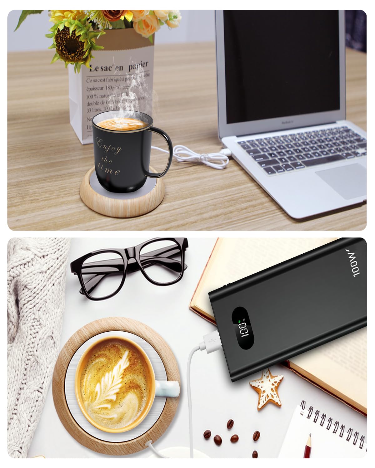 MYMULIKE Riscaldatore per tazze da caffè - Scaldacazze, con USB, per tè, acqua, latte per scrivania, scalda tazze da caffè da scrivania casa, ufficio
