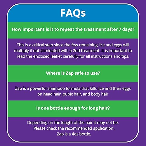 Miniatura 6 de Zap Champú para piojos extra fuerte - Kit de piojos peine incluido 4 onzas líquidas.