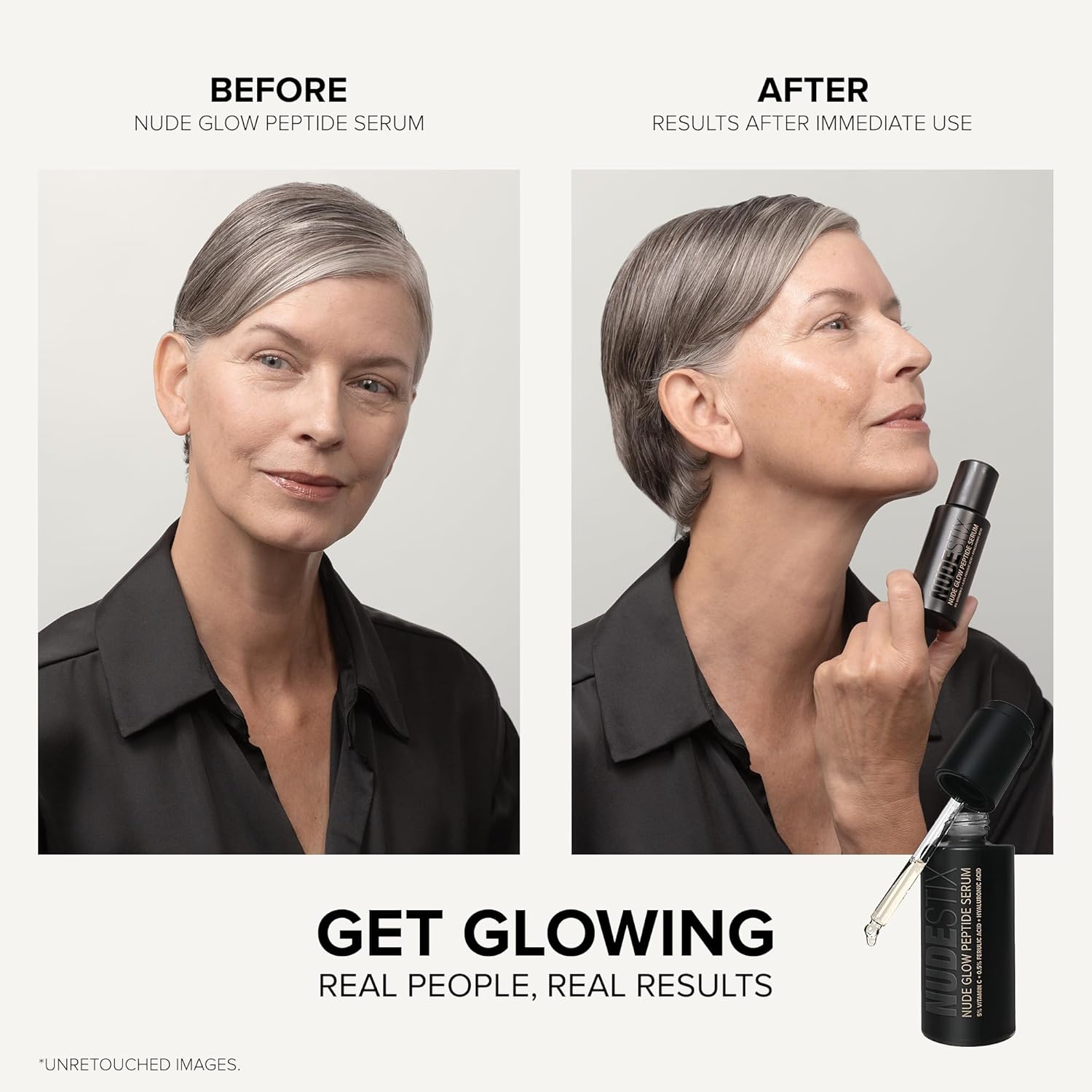 Nudestix Nude Glow Peptide Serum – Vitamin C & Multi-Peptide Brightening Serum for Glowing, Smooth Skin | Anti-Aging, Hydrating with Niacinamide, Ferulic Acid & Hyaluronic Acid - Image 5