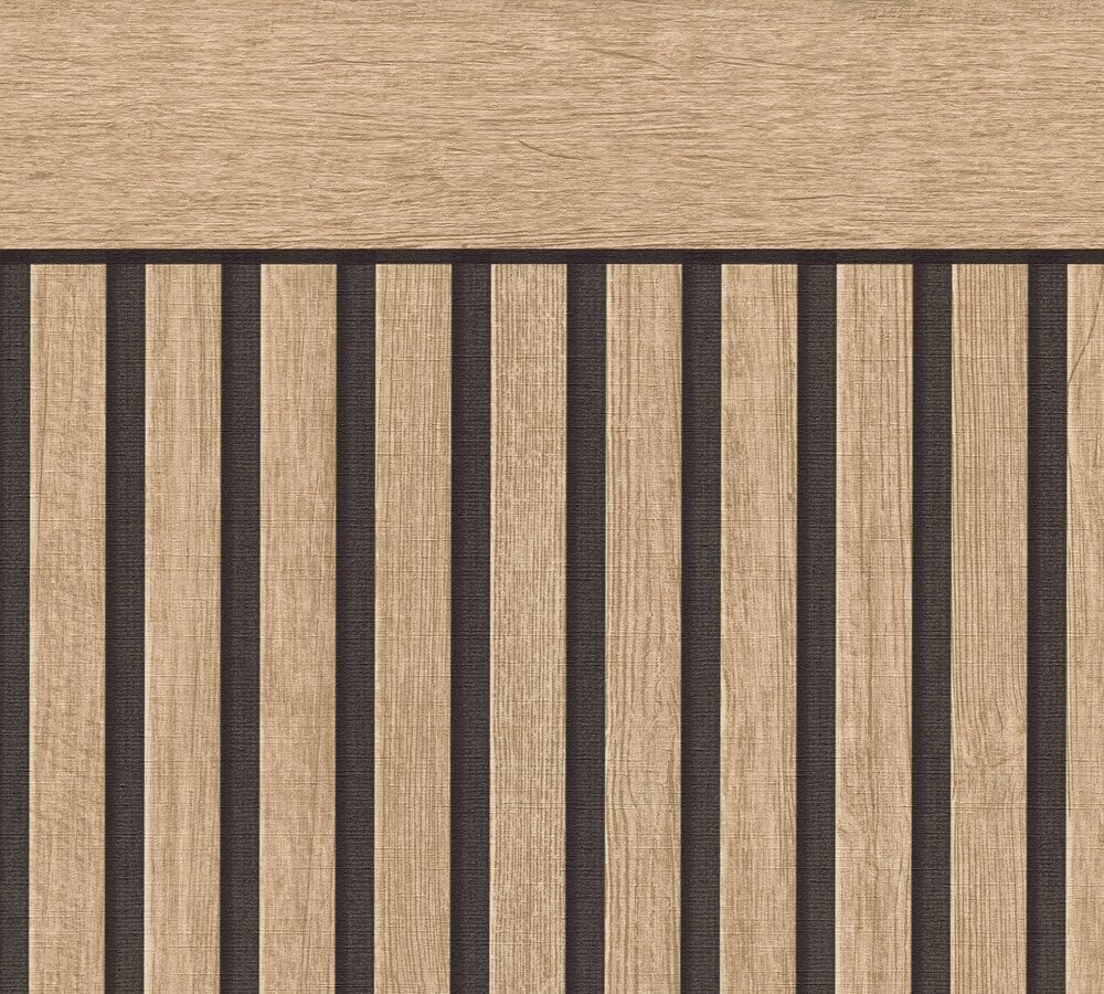 A.S. Création Non-Woven Wallpaper with Wood Effect in Brown, Black – 10,05 x 0,53 m Designer Wallpaper – 399564