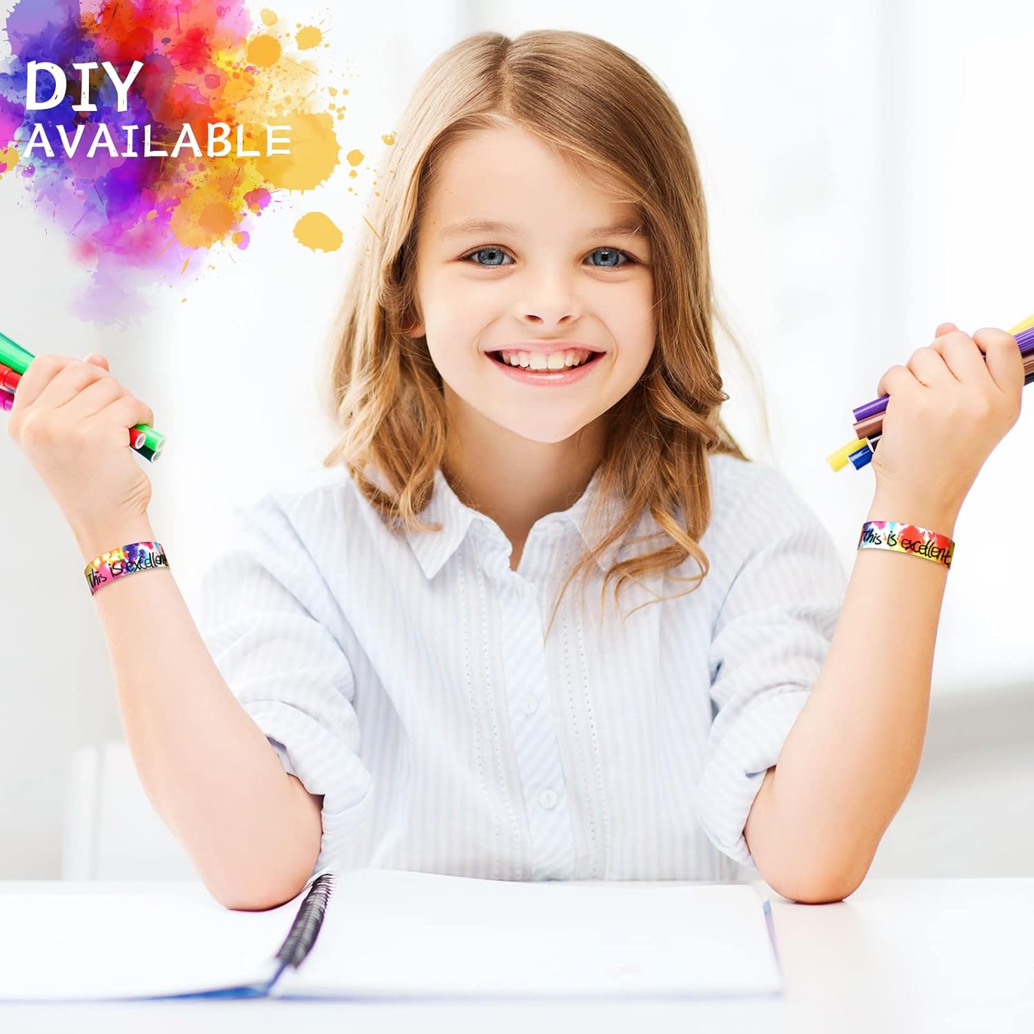 Eersida 500 Pcs Paper Wristbands for Events Tie Dye Rainbow Bracelet Event Wristbands Bulk Adhesive Identification Armbands for concert party classroom festivals - Image 5