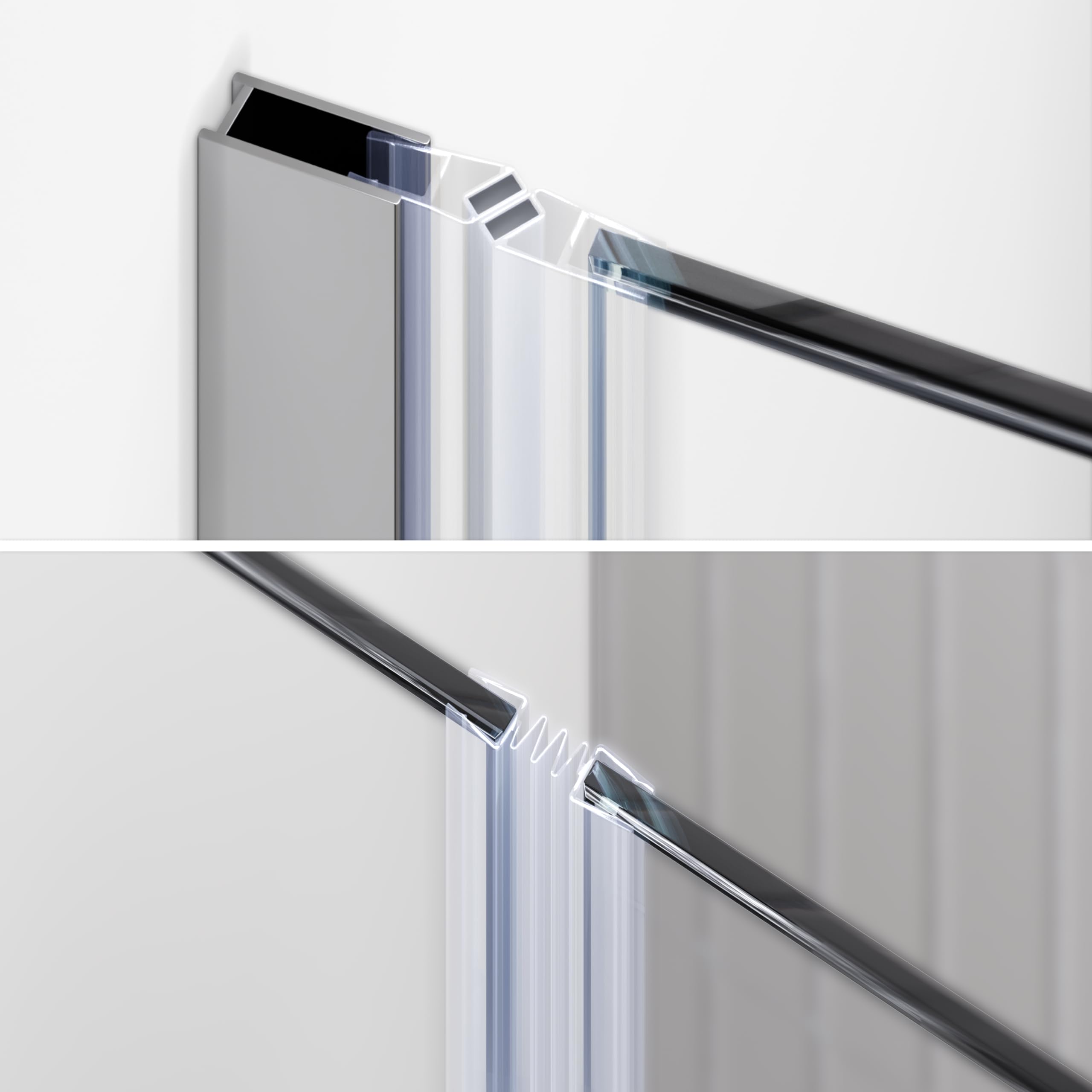 Mampara de ducha puerta plegable rango de ajuste de 68-71,5 cm altura: 195 cm de vidrio transparente templado de seguridad de 6mm perfiles de aluminio chrome – DK822