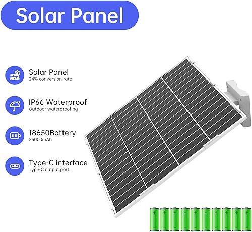 Miniatura 3 de Panel solar de 20 W, 26000 mAh, estación de energía de 5 V, ideal para cámaras de seguridad IP65, carga rápida impermeable (26 AH)