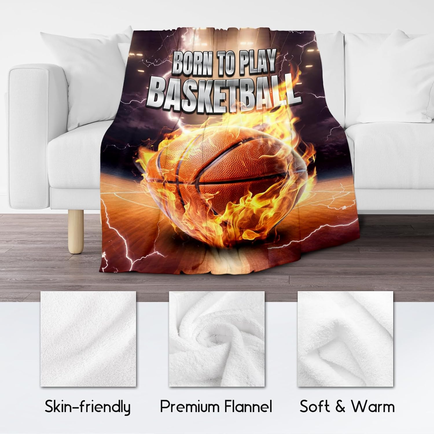 Blanket for Boys - Basketball Themed Gifts for Basketball Lovers - Soft, Fuzzy & Plush Sports Throw Blanket for Adults - 60"x80" Flannel Throws for Bedding