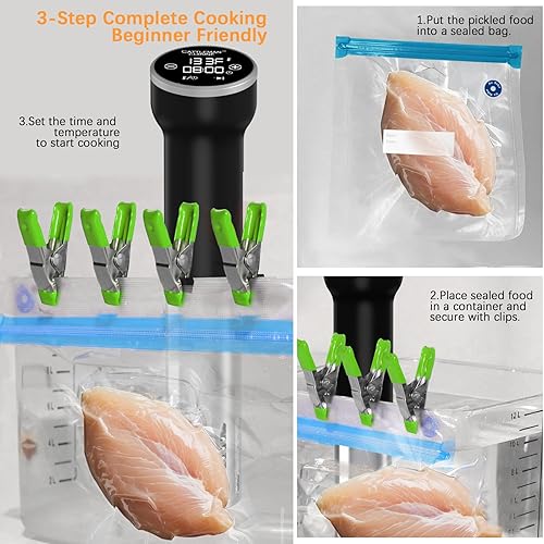 Miniatura 8 de Sous Vide Machines Wi-Fi, circulador de inmersión de cocina precisa, sous-vide con control preciso de temperatura y temporizador, 1000 W, portátil,