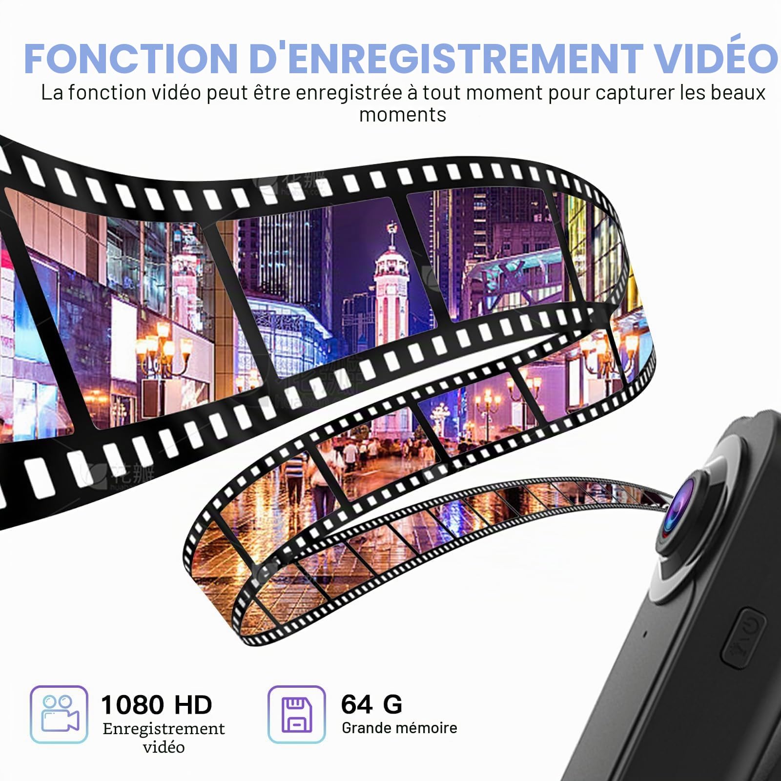 kaysunlink 1080P Mini Caméra Sport avec 64GB Carte, Corporelle Cam, Vision Nocturne, Autonomie de 6 Heures, Caméra d'action pour Vlogging, Voyages, Sécurité et Travail, Noir