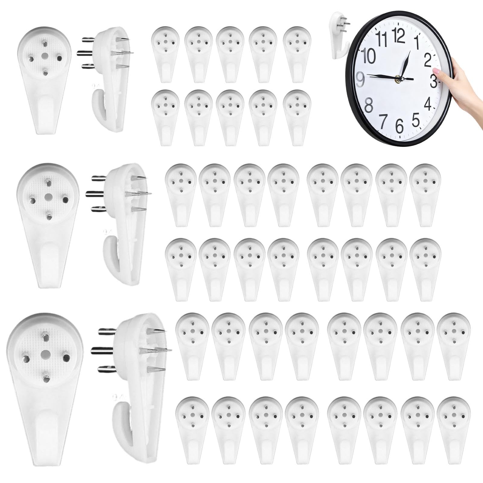 Non-Trace Picture Hanging Kit, 70 pcs Hooks for Hard Walls, Secure Picture Frame Mount for Plasterboard, Drywall, Brick Walls