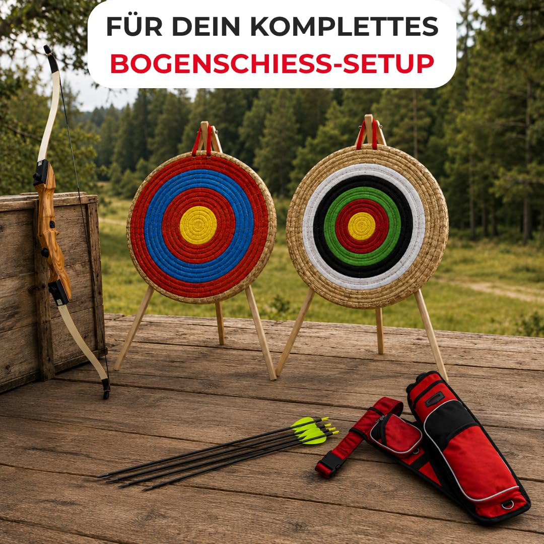 Stronghold Strohzielscheibe - 50x50x5cm + Ständer | Ständer im Set Zielscheibe Bogenschießen für Kinder und Erwachsene Bogensport Schießscheibe für Pfeil und Bogen