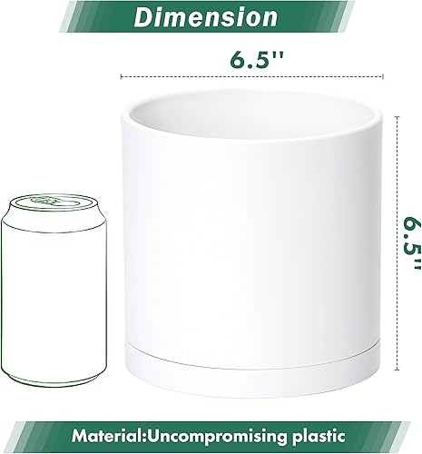 Miniatura 2 de D'vine Dev Paquete de 2 macetas de plástico modernas de 6.5 pulgadas, macetas de jardín pequeñas para plantas con agujeros de drenaje y platillos,