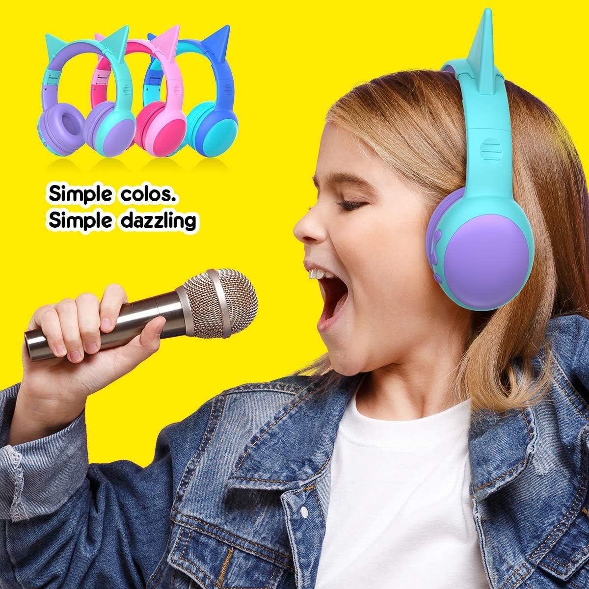 Black Friday 🔥 gorsun Bluetooth Kids Headphones with Microphone,Children's Wireless Headsets with 85dB Volume Limited Hearing Protection,Stereo Over-Ear Headphones for Boys and Girls (Pink+Purple)