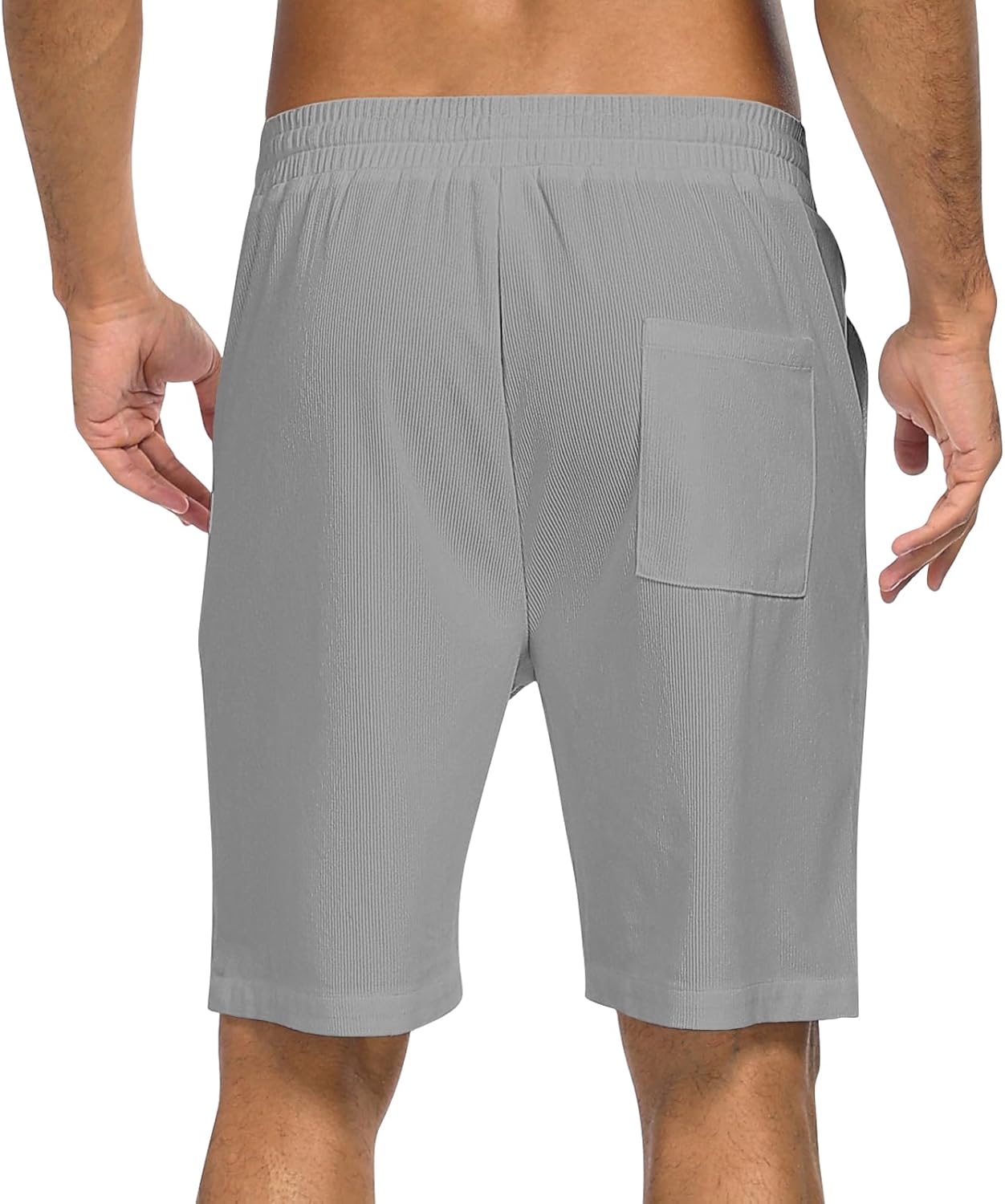 Men's Corduroy Shorts Casual Elastic Waist Drawstring 7 inch Shorts for Men with Pockets