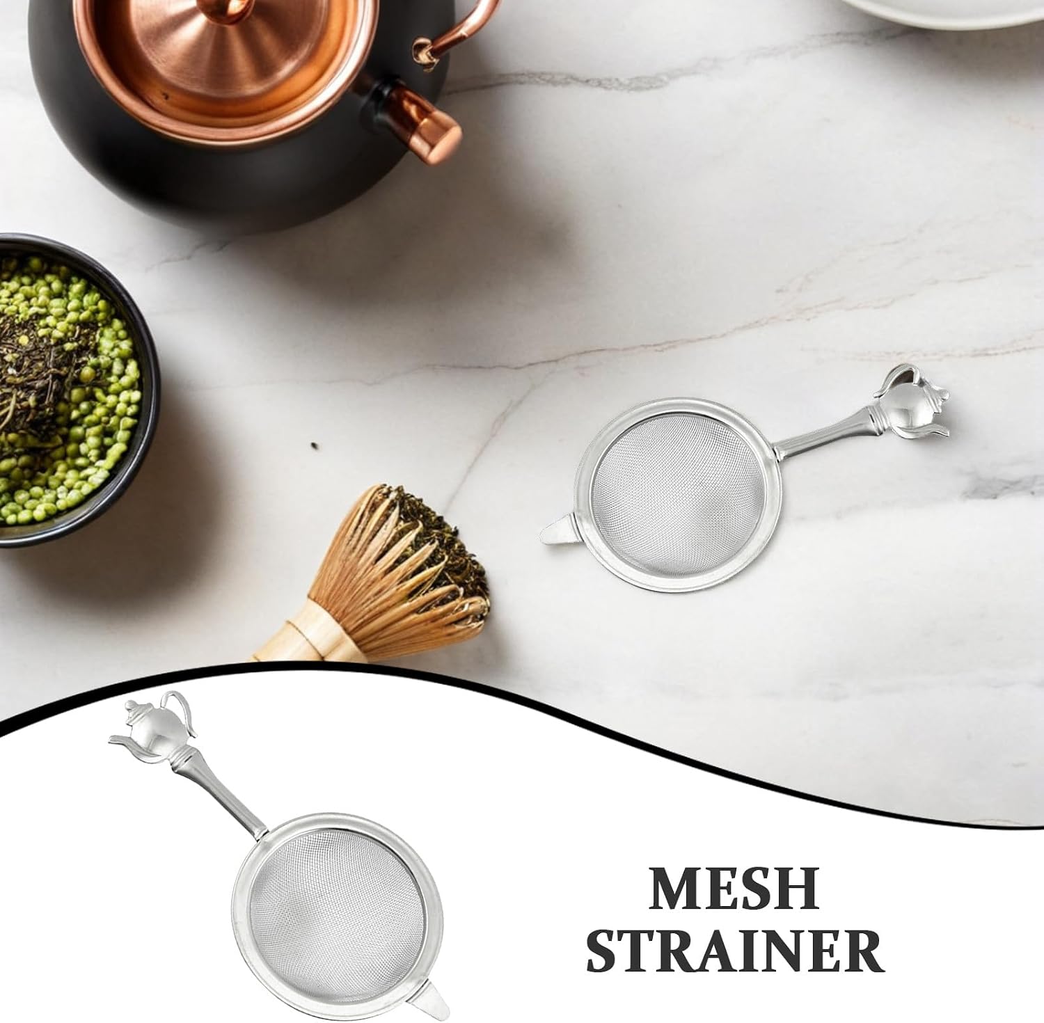 304 Stainless Steel Fine Mesh Tea Colander with Handle for Home Office