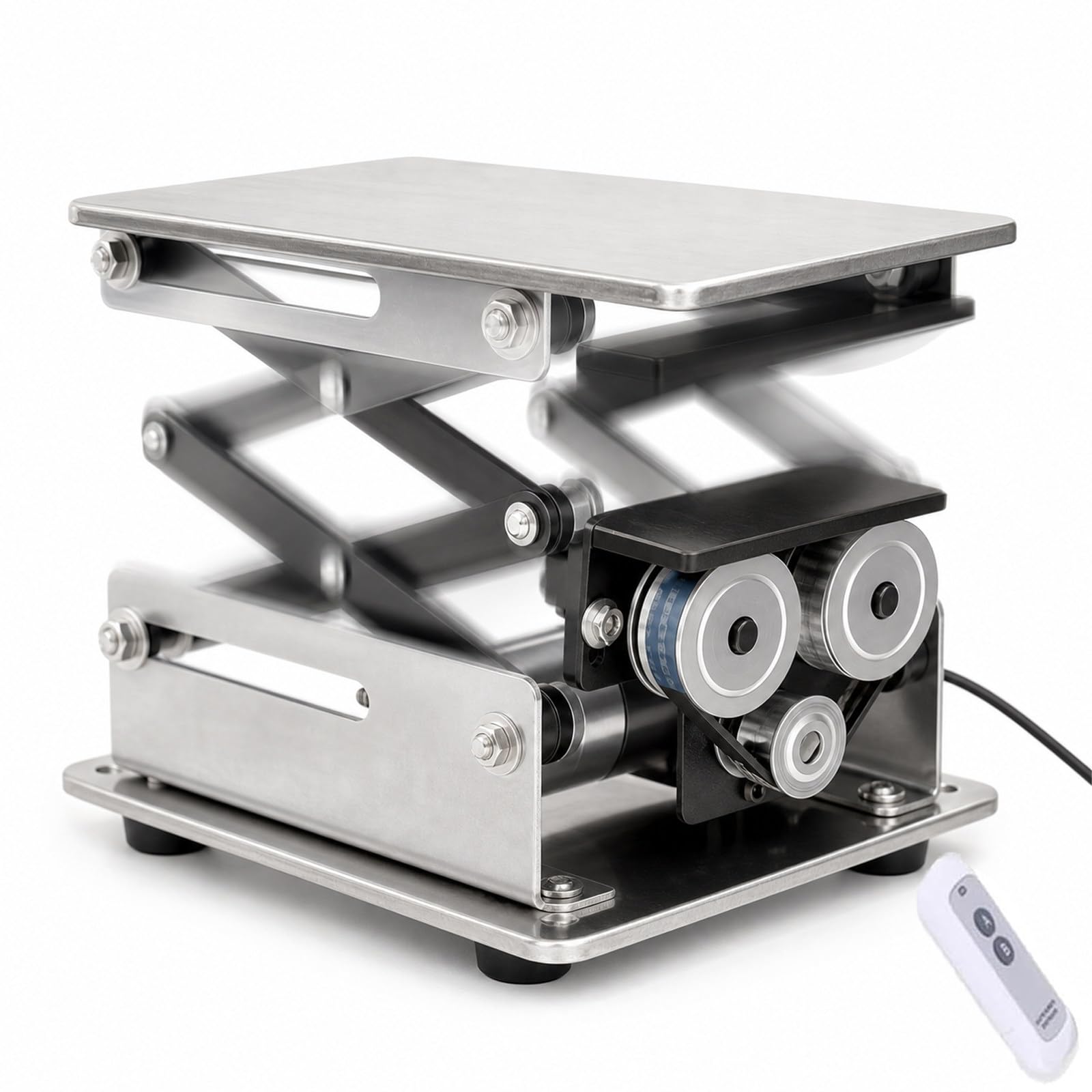 GwlThixion Electric Stainless Steel Lifting Platform, Stainless Steel Adjustable Lifter with Remote Control 10Kg, with Adjustable Height, for Laboratory and Industrial Use 150 * 150MM