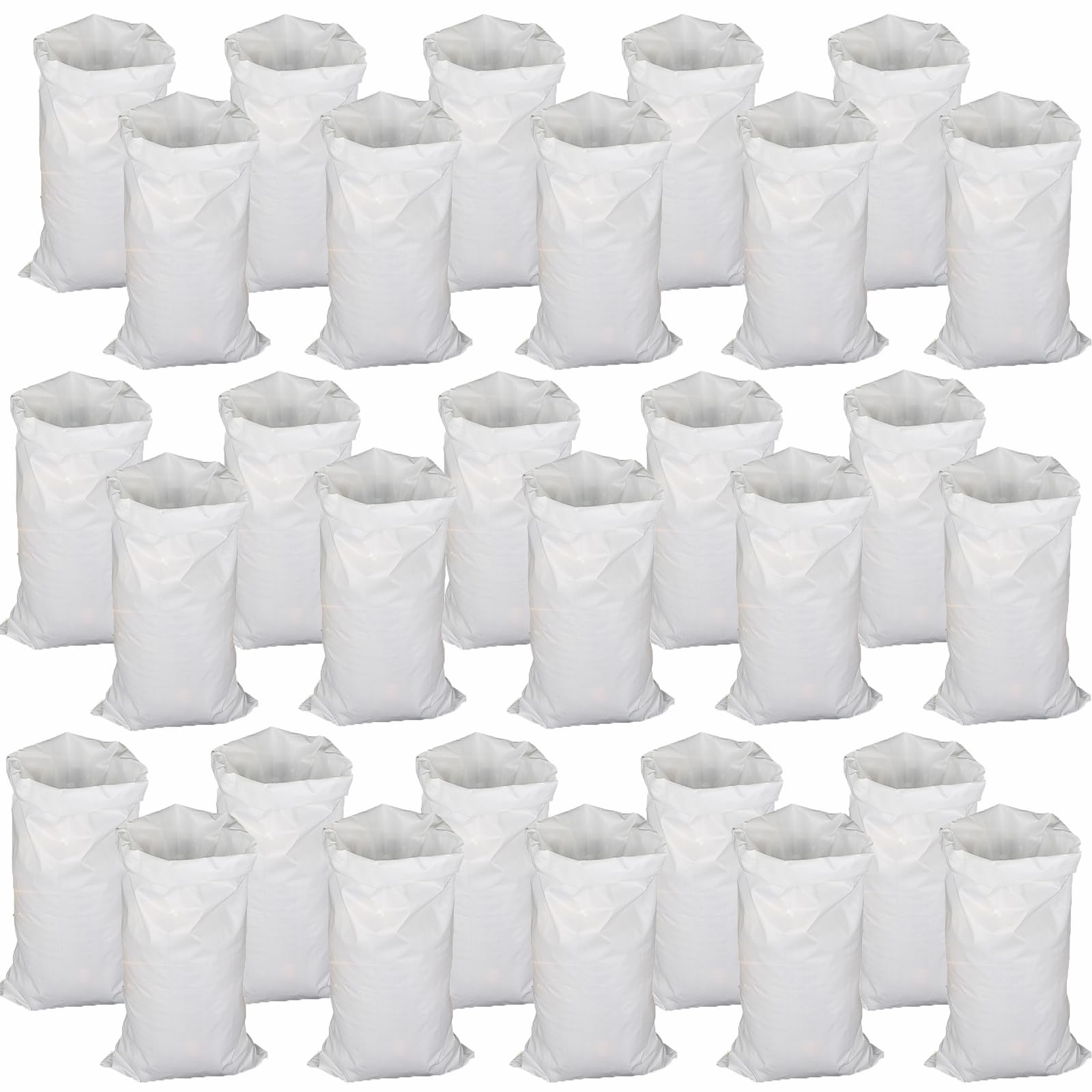 BIAOO Woven Gravel Bags, Heavy-Duty Polypropylene, White, 50x80 cm, for Construction and Garden Waste (30pcs) โ image 1