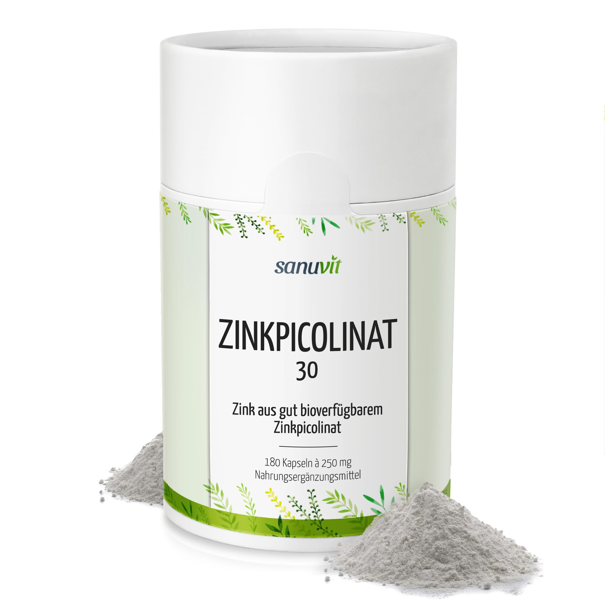 Sanuvit® - Zink 30 mg pro Kapsel | 180 Kapseln | Hochdosiert | Zink aus Zinkpicolinat | Hohe Bioverfügbarkeit und Verträglichkeit | Hergestellt in Österreich