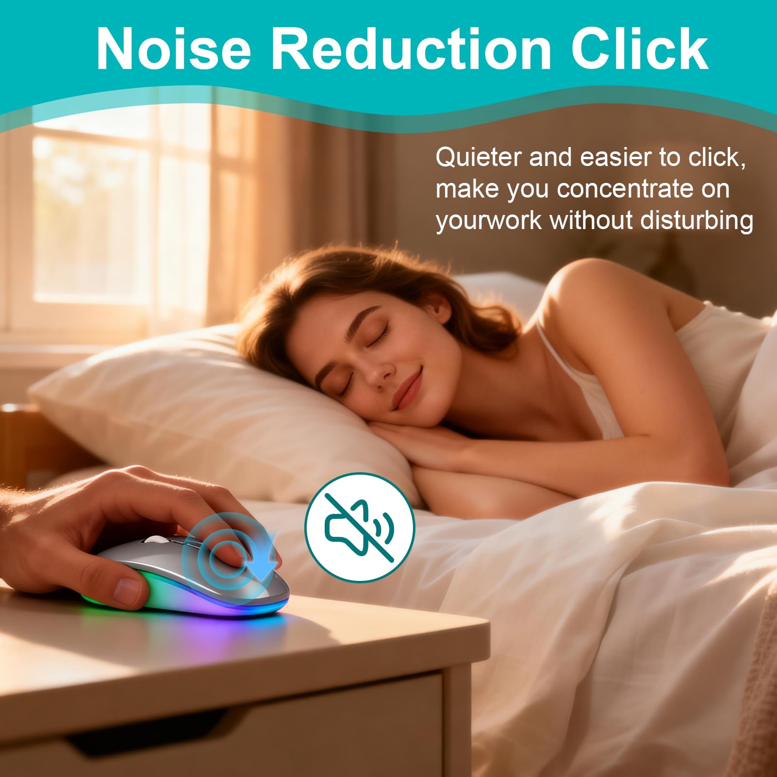Souris sans Fil Rechargeable, Souris Bluetooth (BT 5.1+2.4G sans Fil), 1200 DPI Souris Silencieuse Ultra-Mince, Wireless Mouse Deux Modes pour MacBook/Tablette/iPad/Ordinateur Portable/PC/Notebook