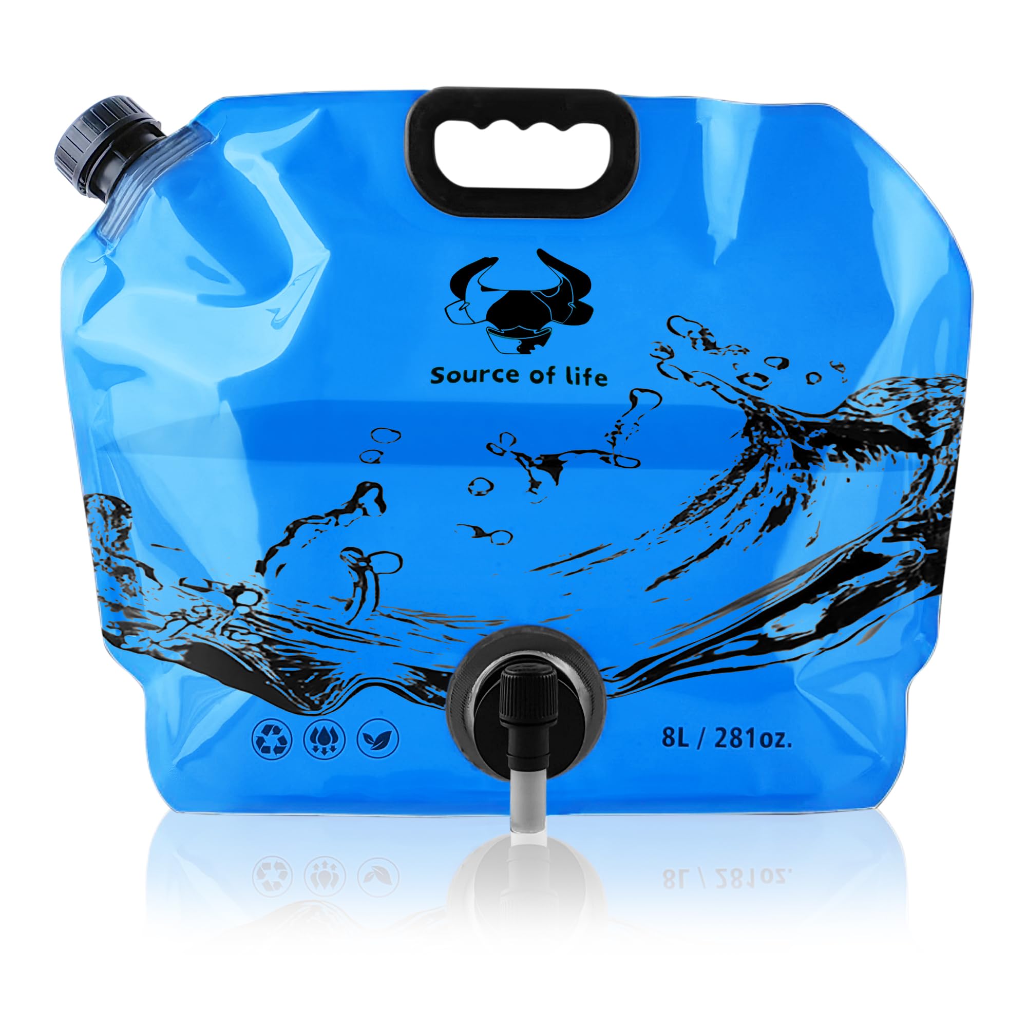 Water Jug Camping 2.1 Gallon Collapsible with Spigot, BPA Free Portable Water Pouch Foldable Water Bags for Outdoor Hiking, Travel and Emergency &amp; Water Storage Containers (Blue-1Pcs)