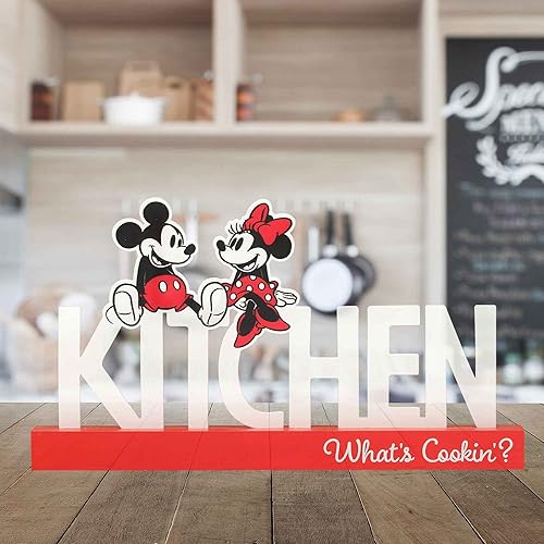 Miniatura 5 de Disney Mickey Mouse y Minnie Mouse - Decoración de mesa de cocina de Mickey Mouse y Minnie Mouse, decoración de metal de Mickey y Minnie sobre base