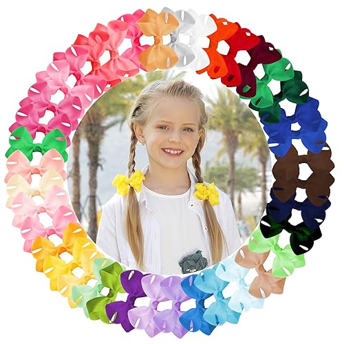Oaoleer 40 lazos para el cabello de 3 pulgadas, lazos de grogrén, pinzas de cocodrilo, accesorios para el cabello para bebés, niñas, bebés, niños
