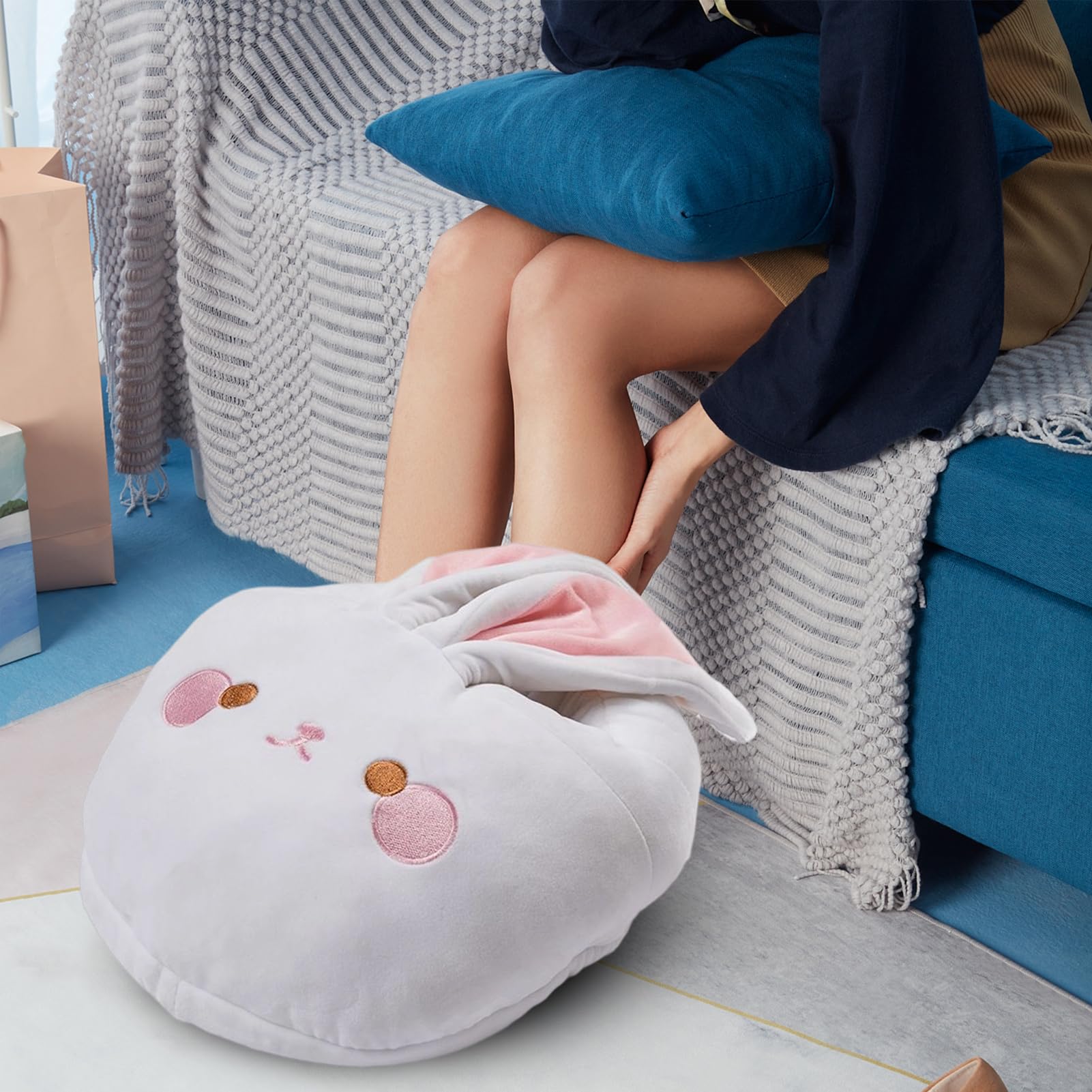 Chauffe-pieds électrique Chaussons Cartoon Doux Hiver Pour Femme Adulte Et