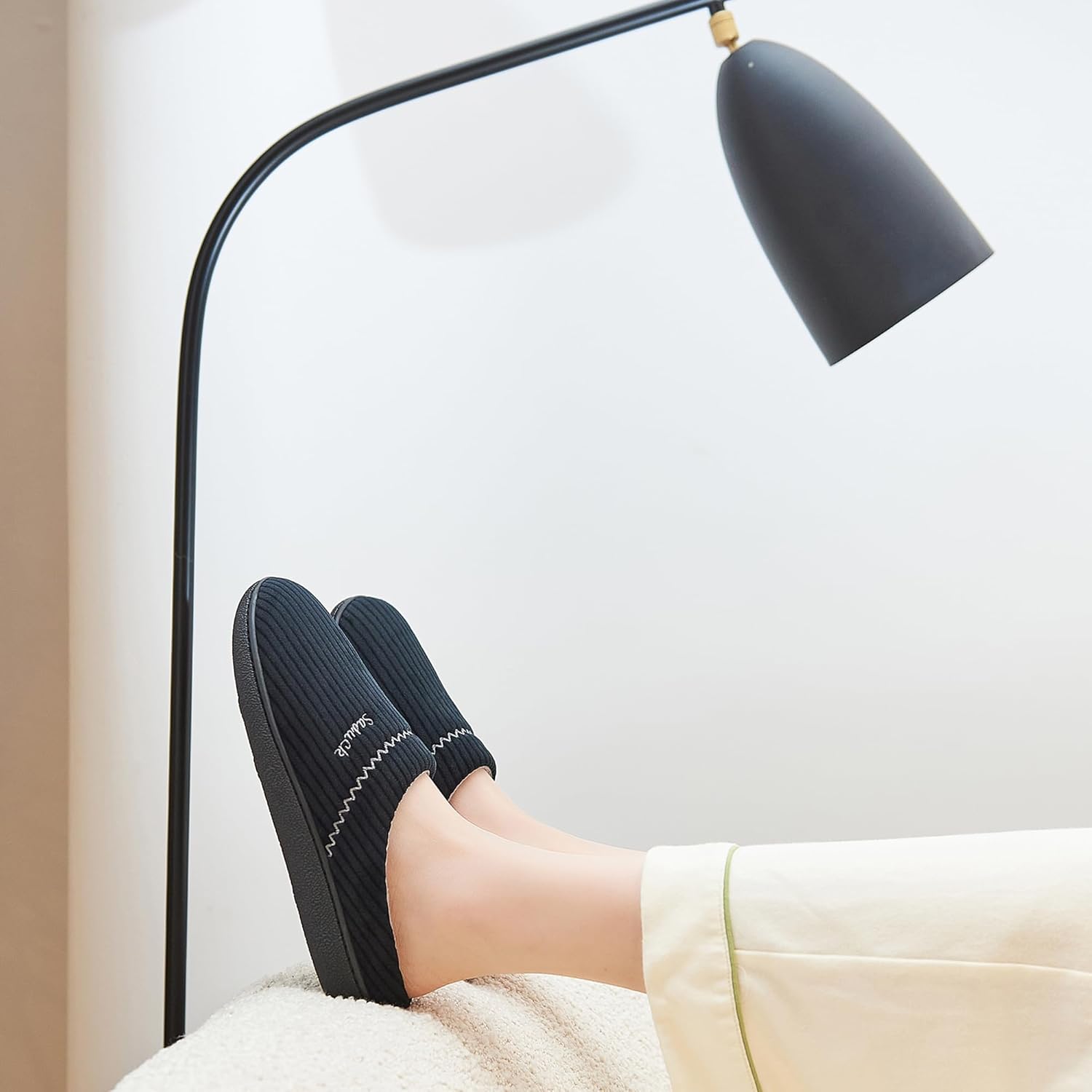 House Slippers for Women with Arch Support | Memory Foam Non-Slip, Two Tone Embroidered Soft Home Slippers, All Season Comfort - Image 2