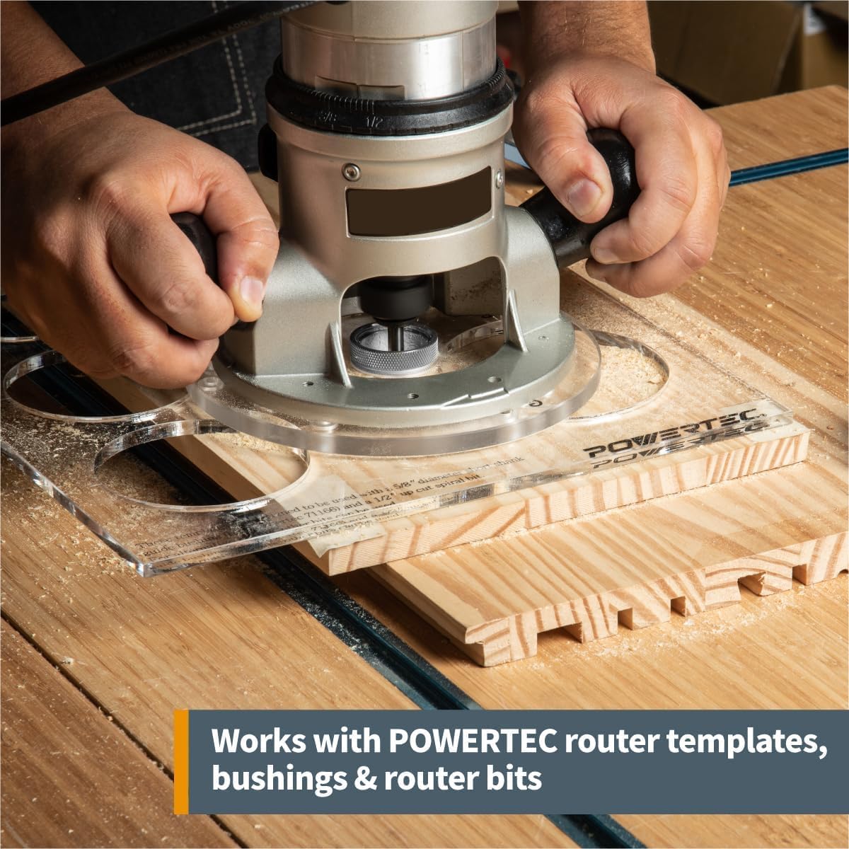 POWERTEC Dia 6-1/2" Router Base Plate & 10Pcs 5/16 to 1" Short Shank Router Template Bushing Guide Sets & Centering Pin. Fits Porter Cable, Craftsman, DeWalt, Bosch, Milwaukee Router Sub Bases (71778)