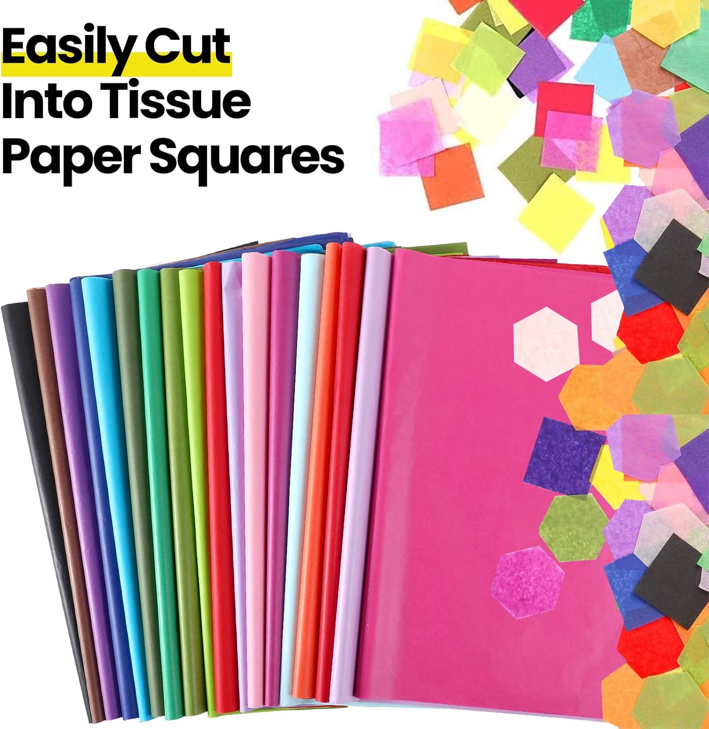 Yahenda 500 Sheets 26 x 20 Inch Colored Tissue Paper Bulk for Gift Wrapping Supplies 25 Color Wrapping Tissue for Gift Bas Decor Craft Packaging Birthday Wedding Baby Shower Festival DIY Art Decor