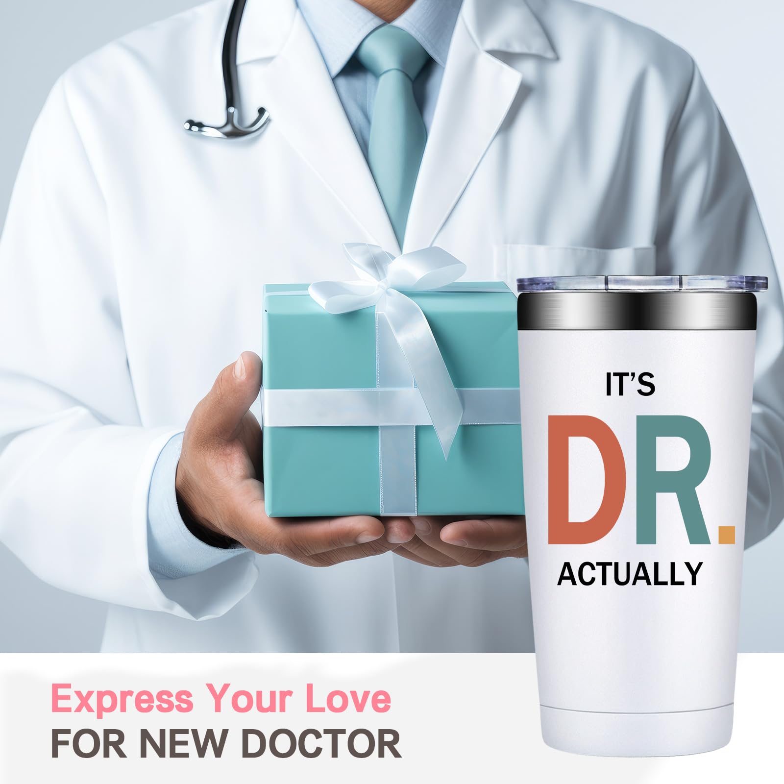 Grifarny PhD Graduation Gifts - Ph.D. Gift for Women - Doctors Day Gifts for Women - Doctorate Graduate Gift for Phd, Medical School Student, New Doctor, Physician MD - It's Dr Actually Tumbler 20 oz