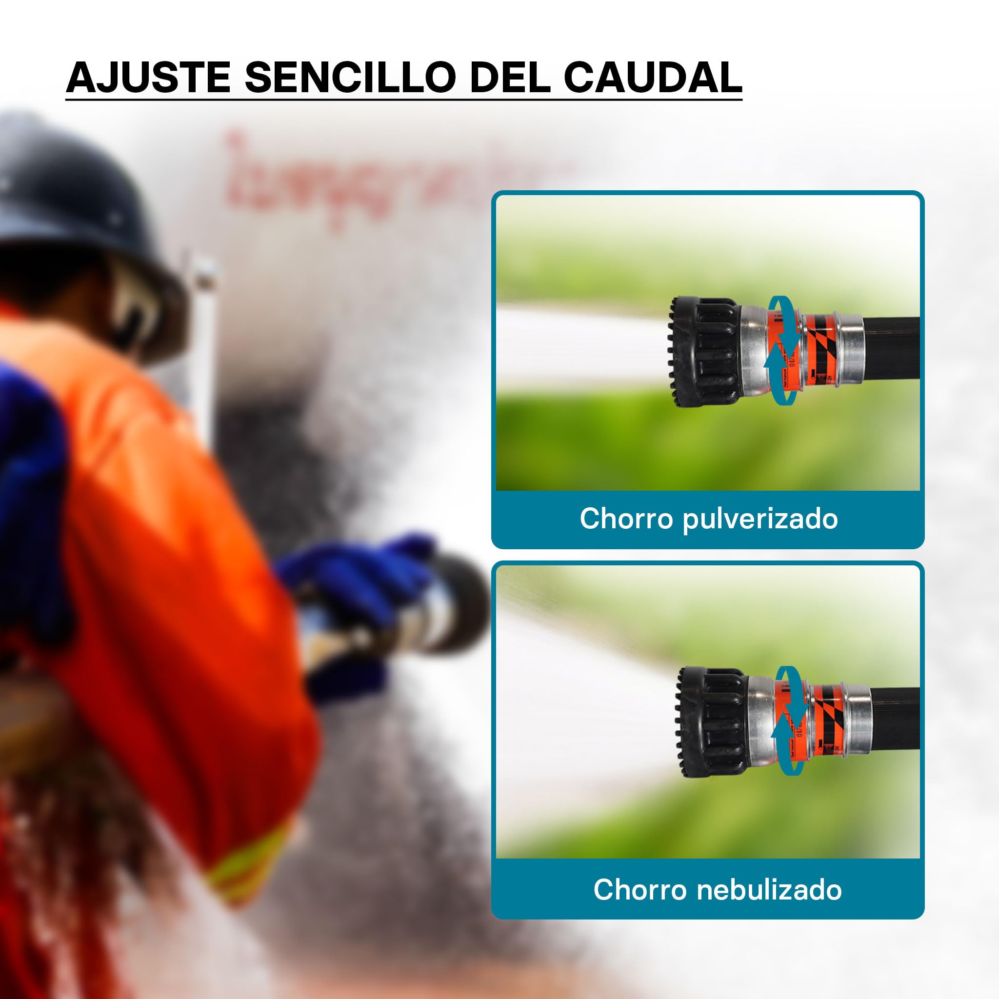Boquilla de chorro nebulizador Acople-C Lanza de bomberos Extinción incendios Construcción Multiusos