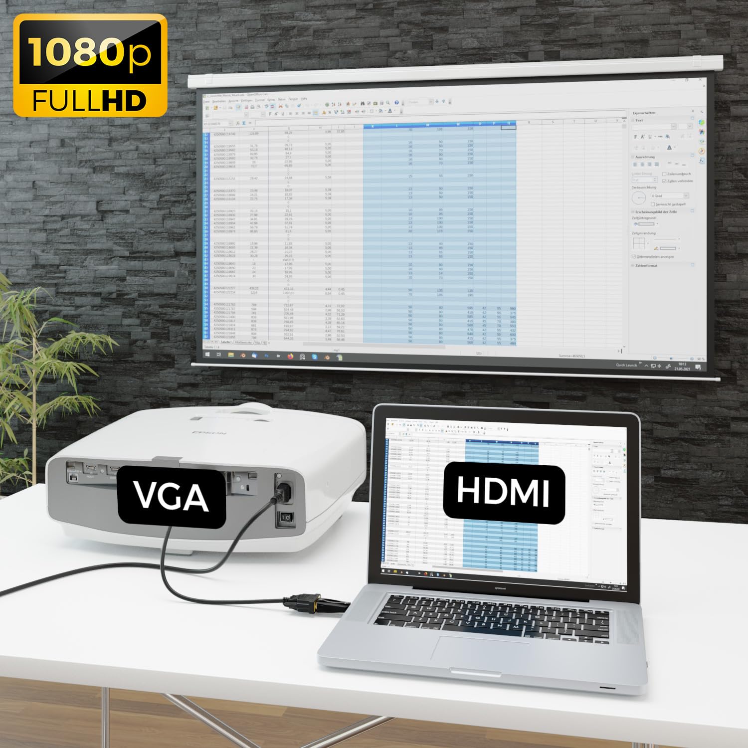 deleyCON Adattatore Convertitore HDMI (Sorgente) a VGA (Display) - 1080p Full HD - (per Monitor/Beamer/Proiettore VGA) - per PC/Computer/Laptop a Monitor/Beamer - Nero